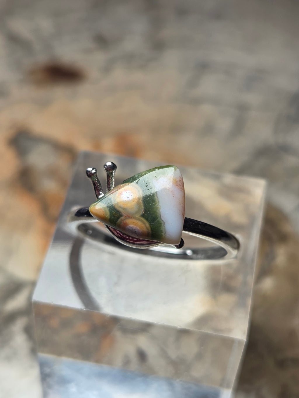 Ocean Jasper crystal ajustable ring