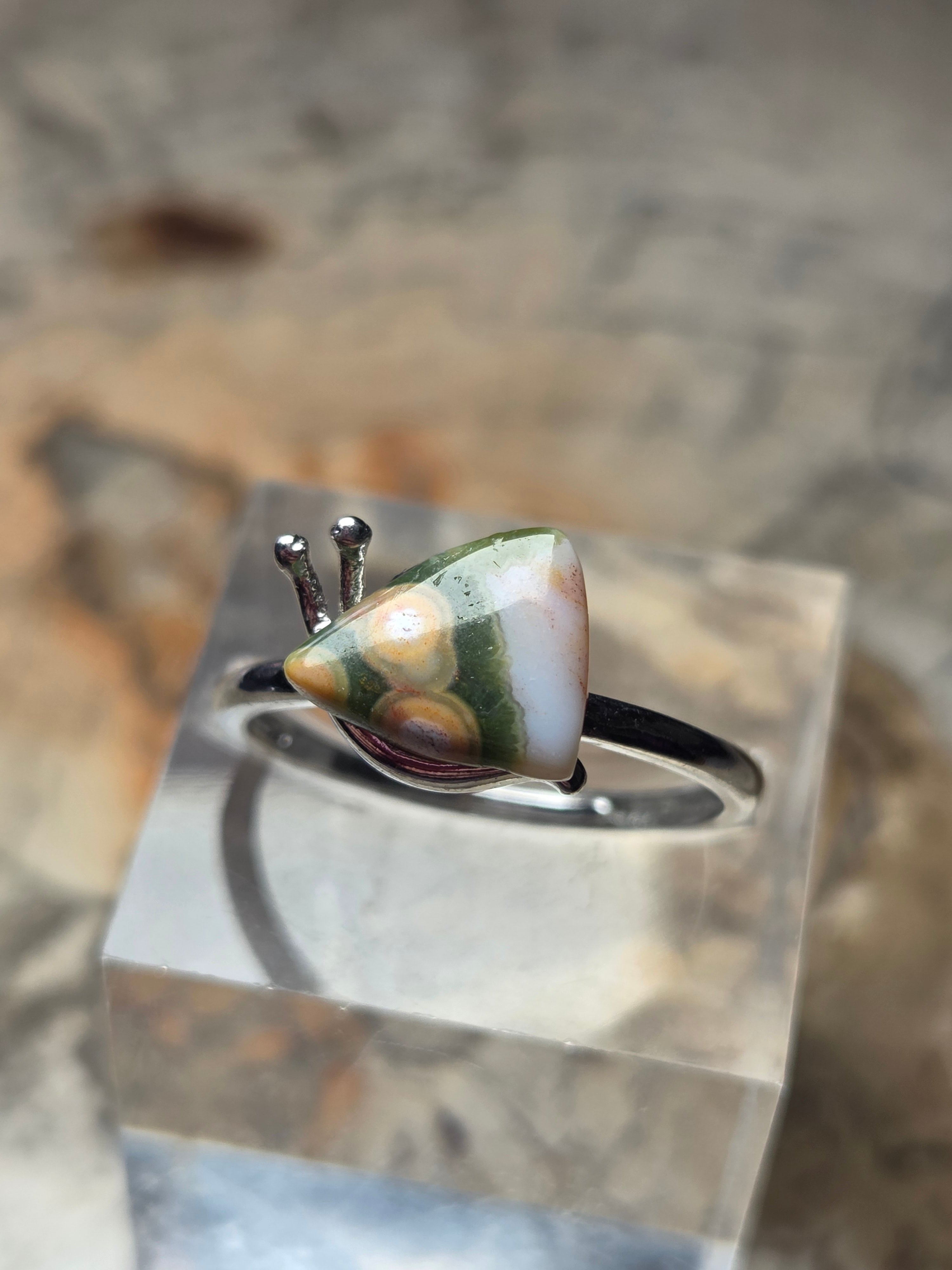 Ocean Jasper crystal ajustable ring