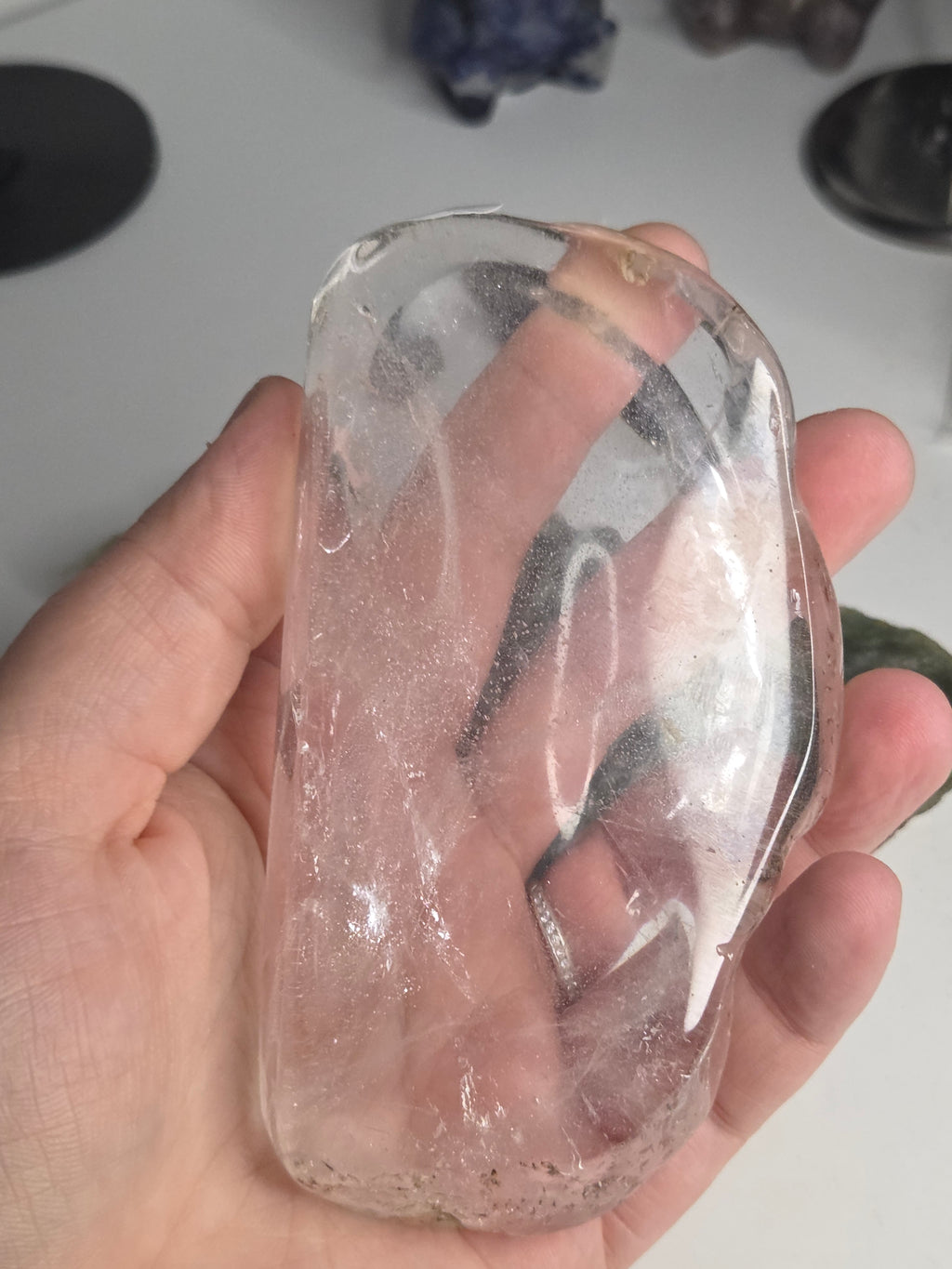 Handmade cut and polished  clear quartz crystal dish