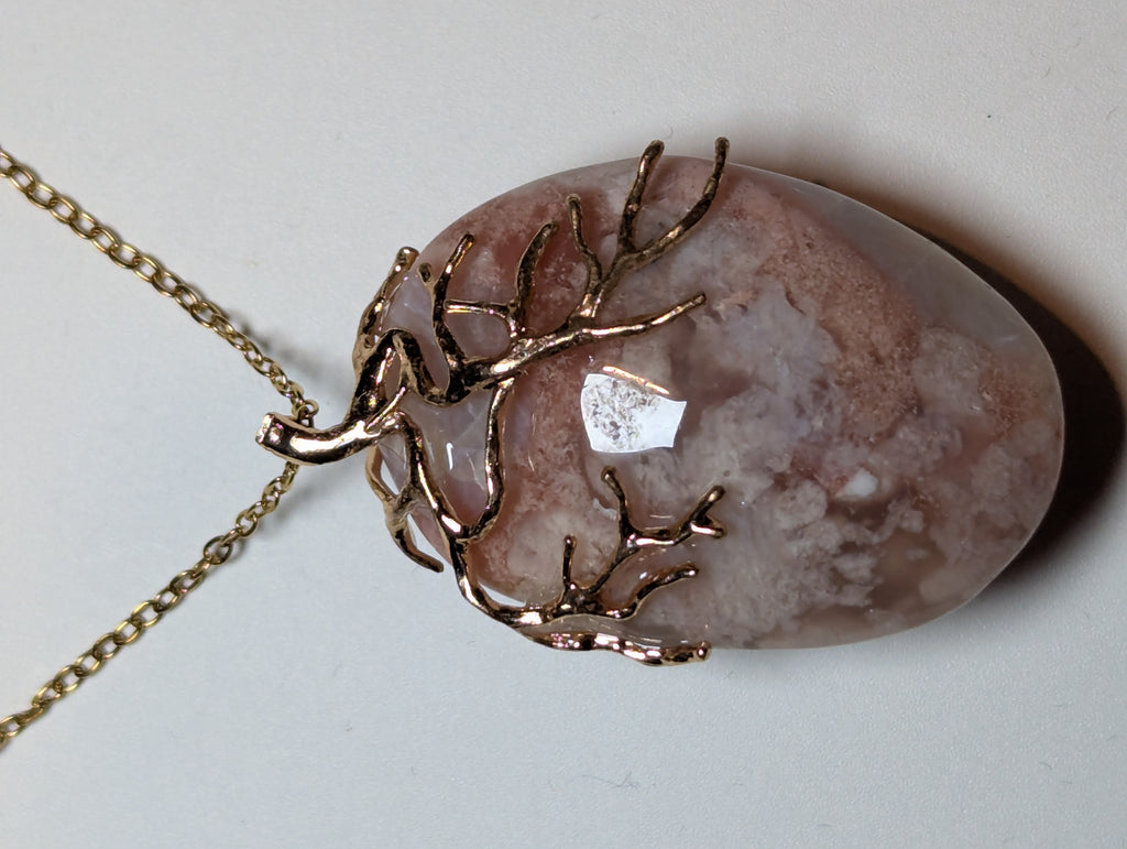 Pink Amethyst crystal handmade necklace