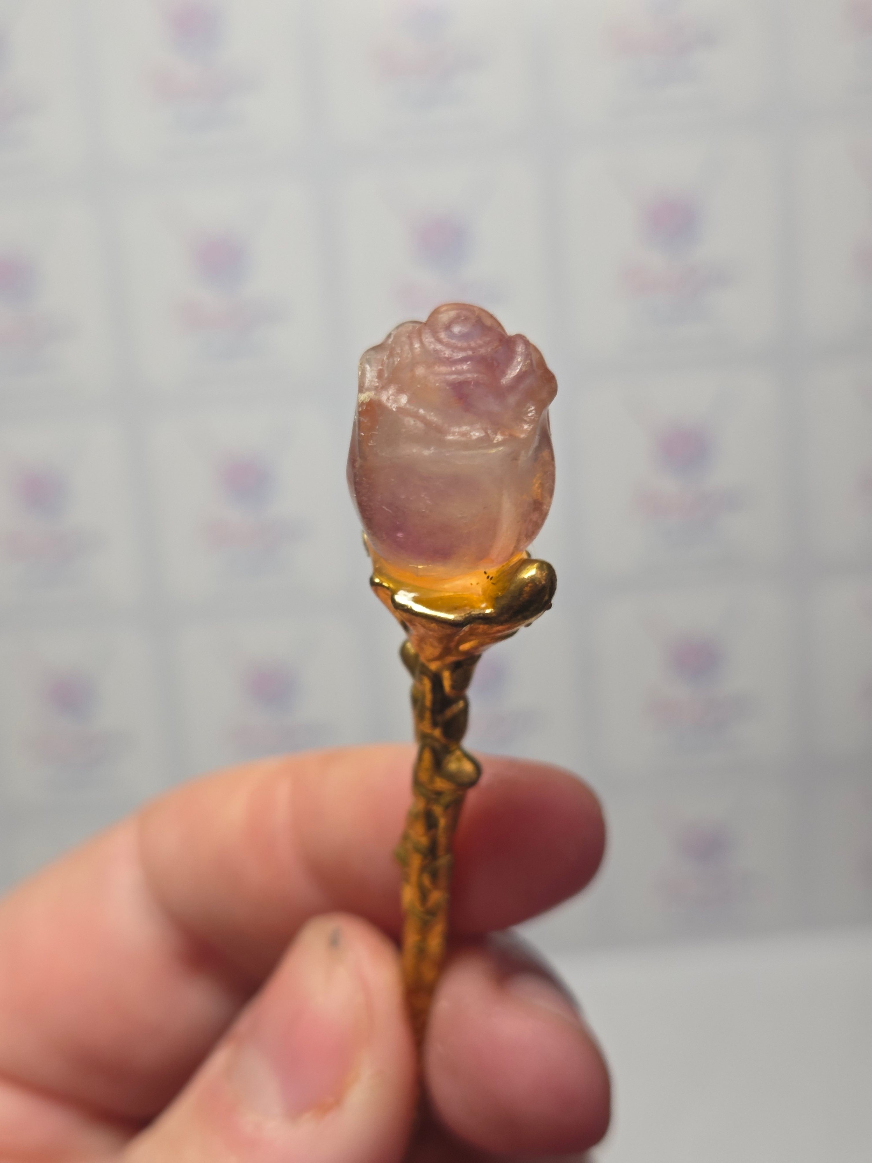 Rosé flourite crystal spoon