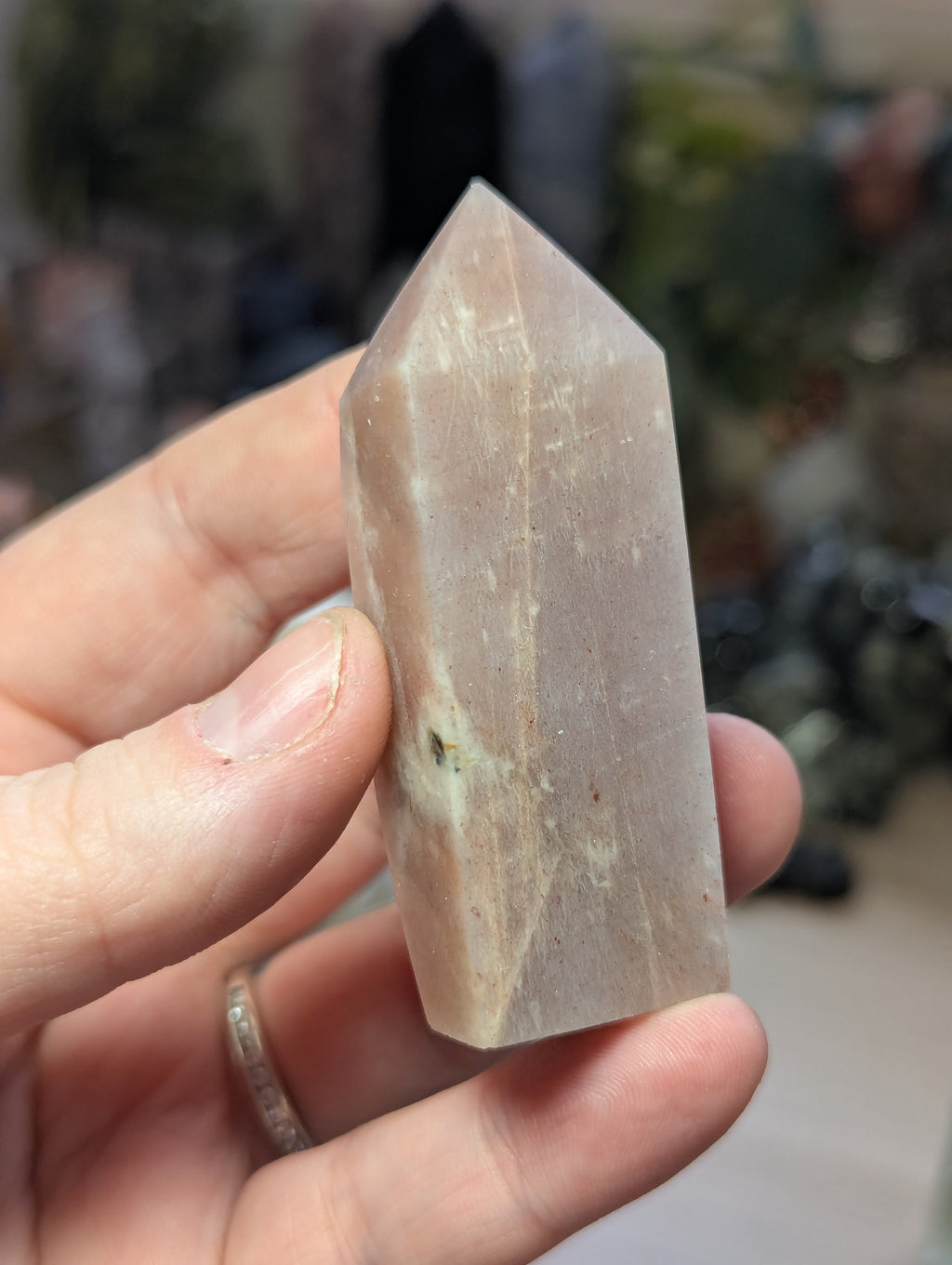 Stunning peach moonstone crystal tower