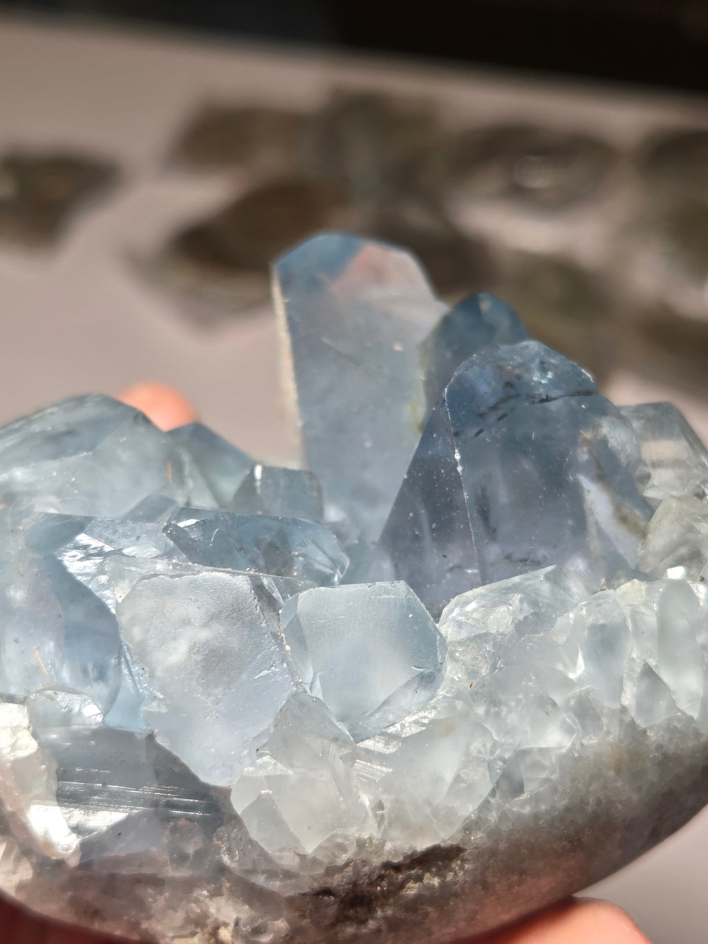 Blue calcite crystal Egg carving