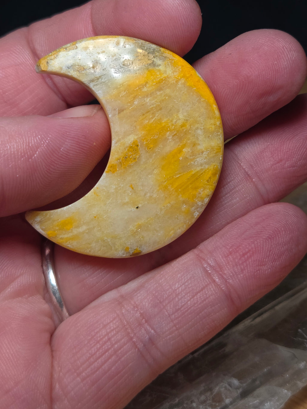 Bumblebee jasper crystal moon carving
