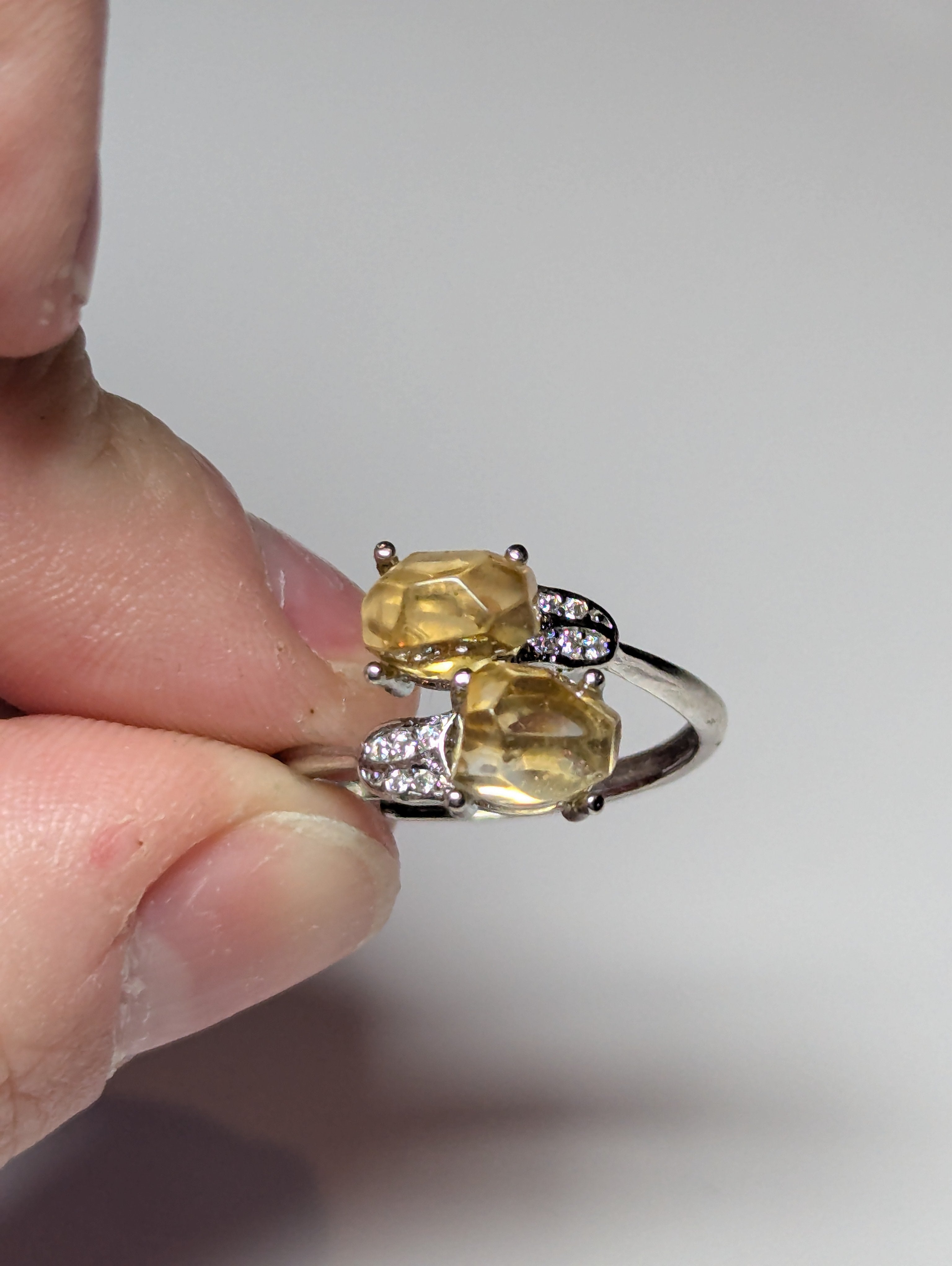 Citrein crystal adjustable S295 Ring