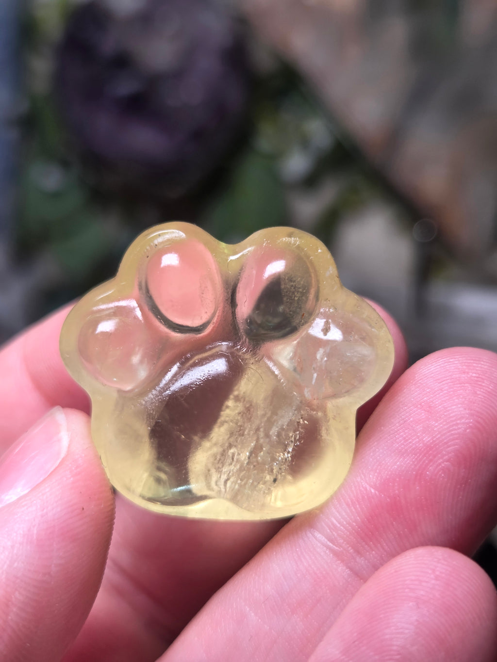 Citrine crystal paw print