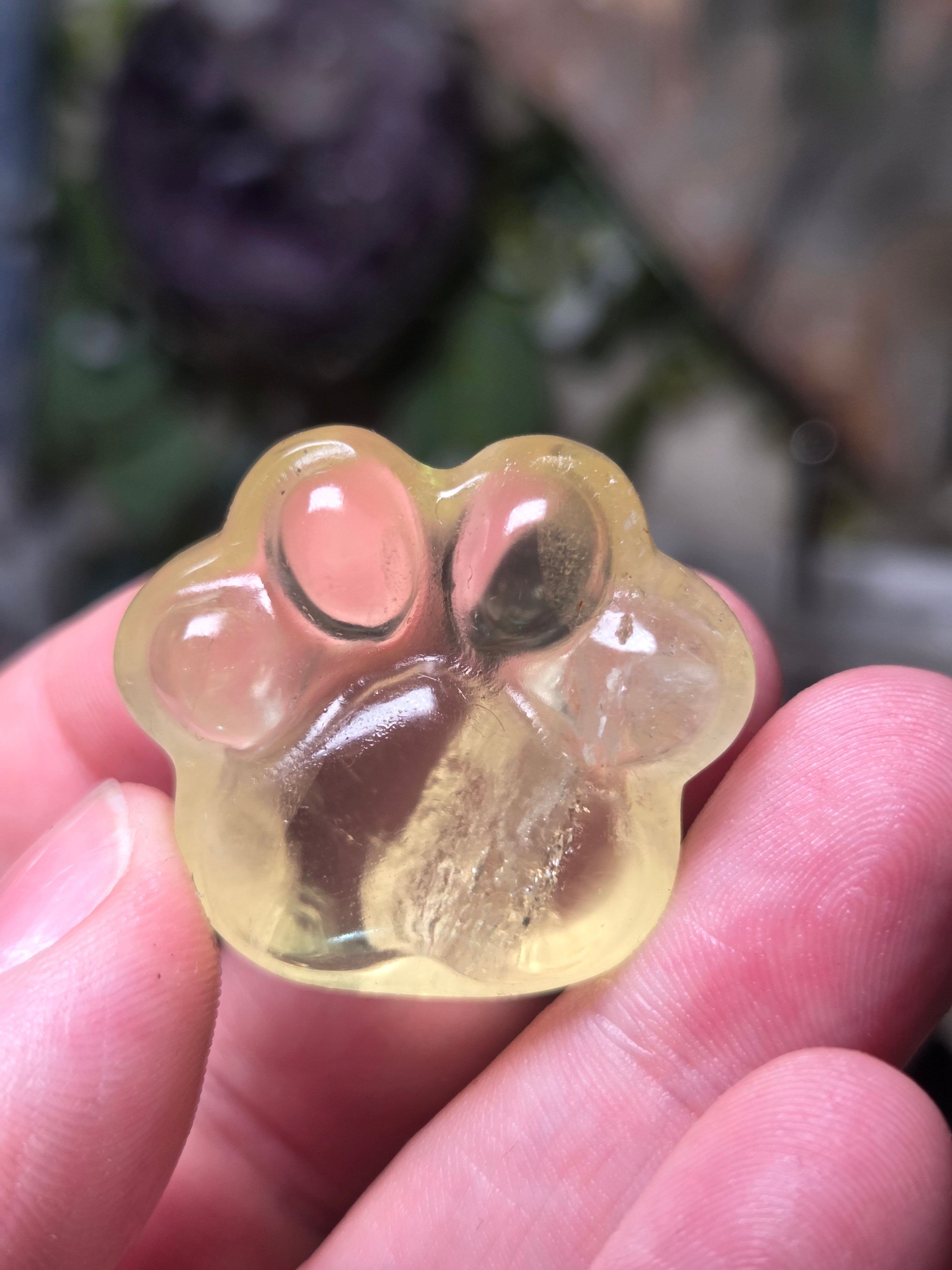 Citrine crystal paw print