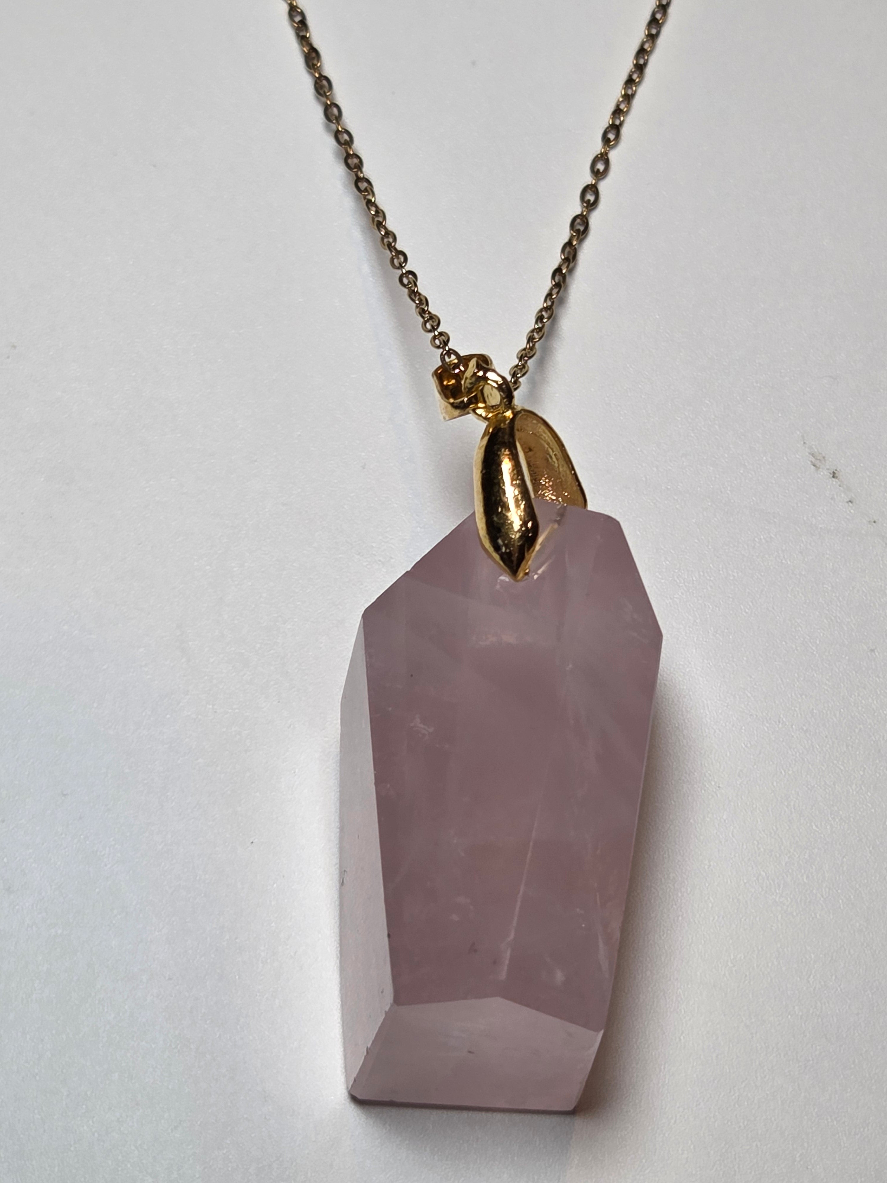 Rose quartz crystal handmade necklace