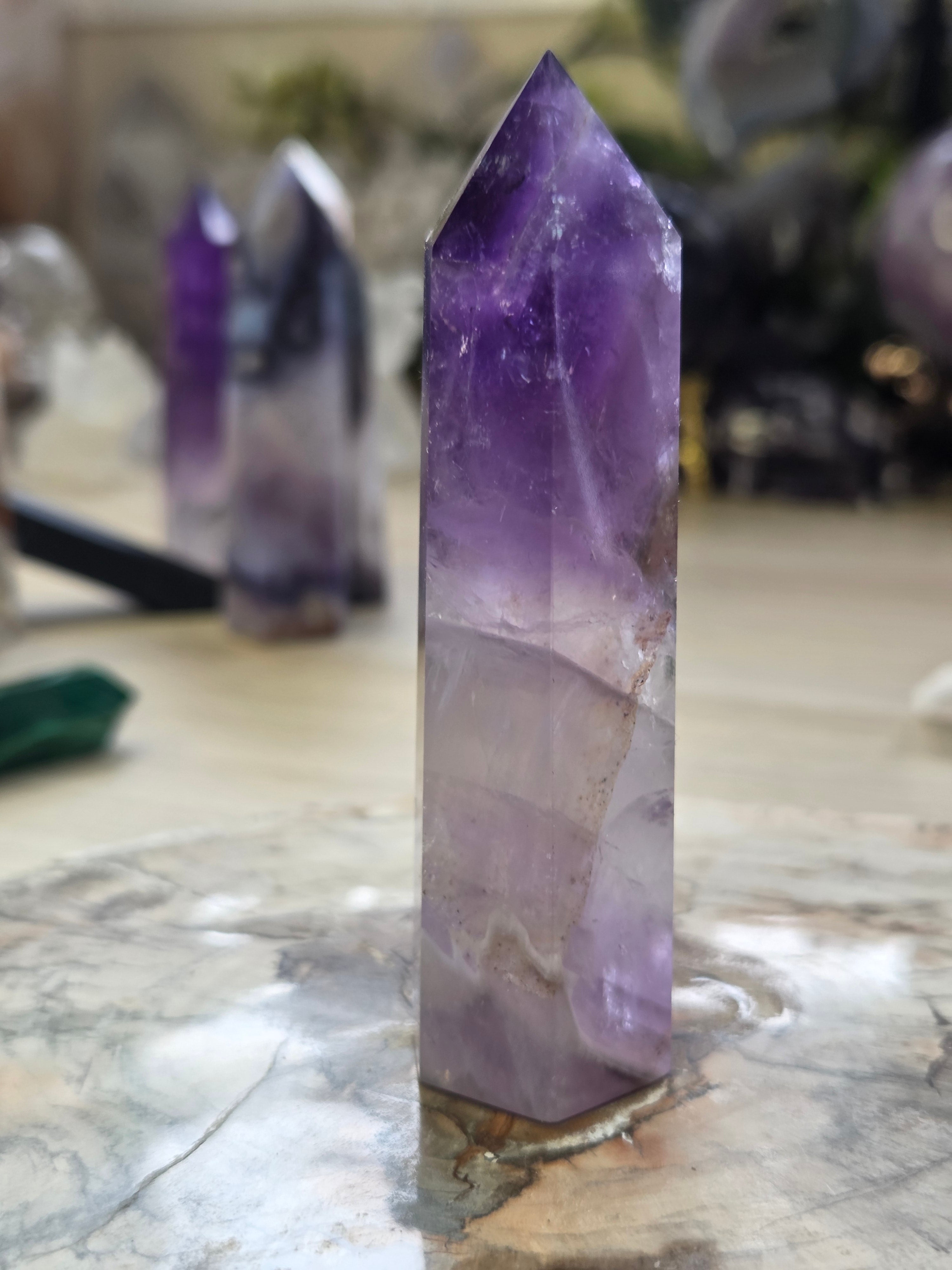 Grade AA Amethyst crystal tower