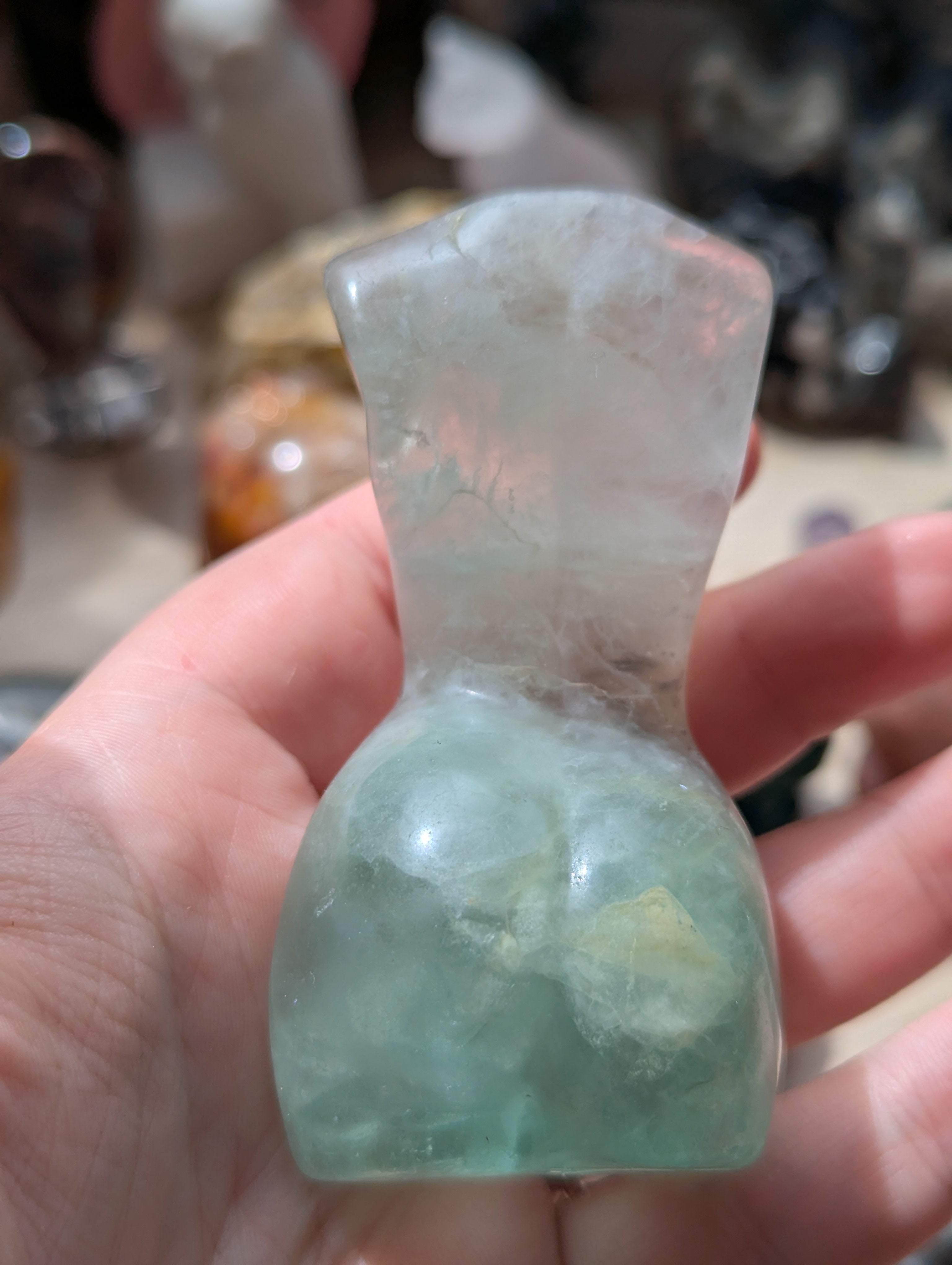 Flourite crystal  lady body carving