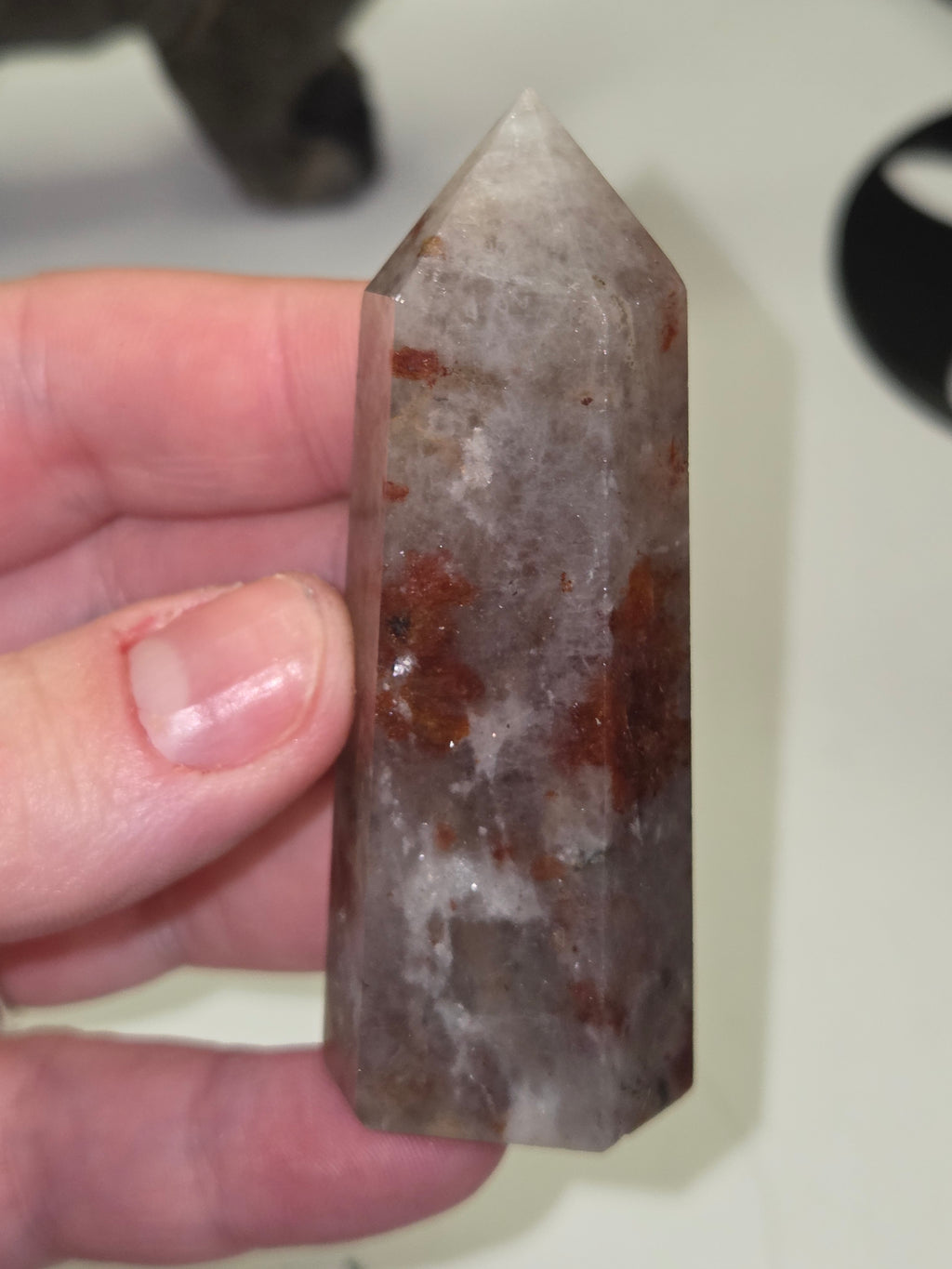 Sunstone in fire quartz crystal tower