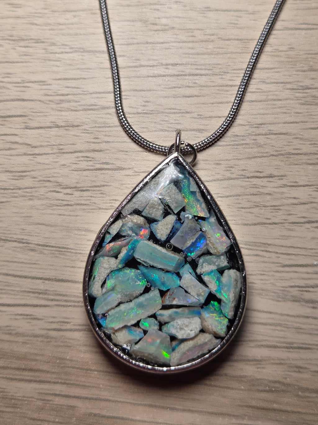 Australian opal crystal handmade necklace set in resin