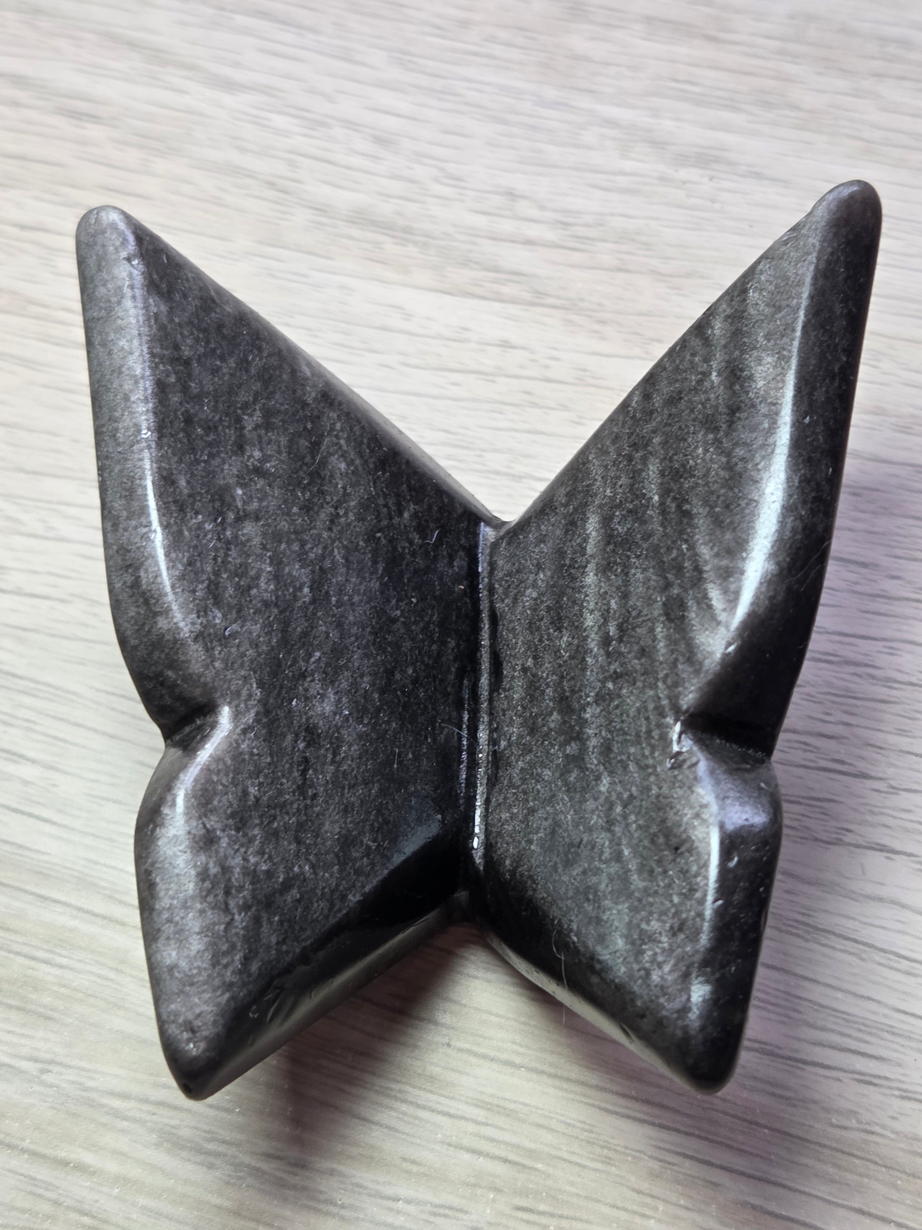 Silver sheen obsidian crystal butterfly