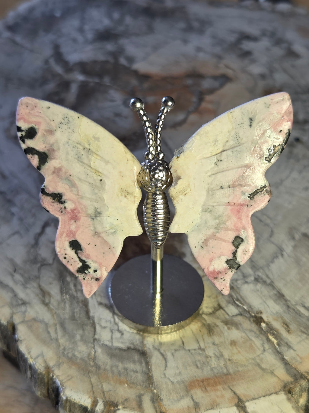 Peruvian rhodonite crystal butterfly
