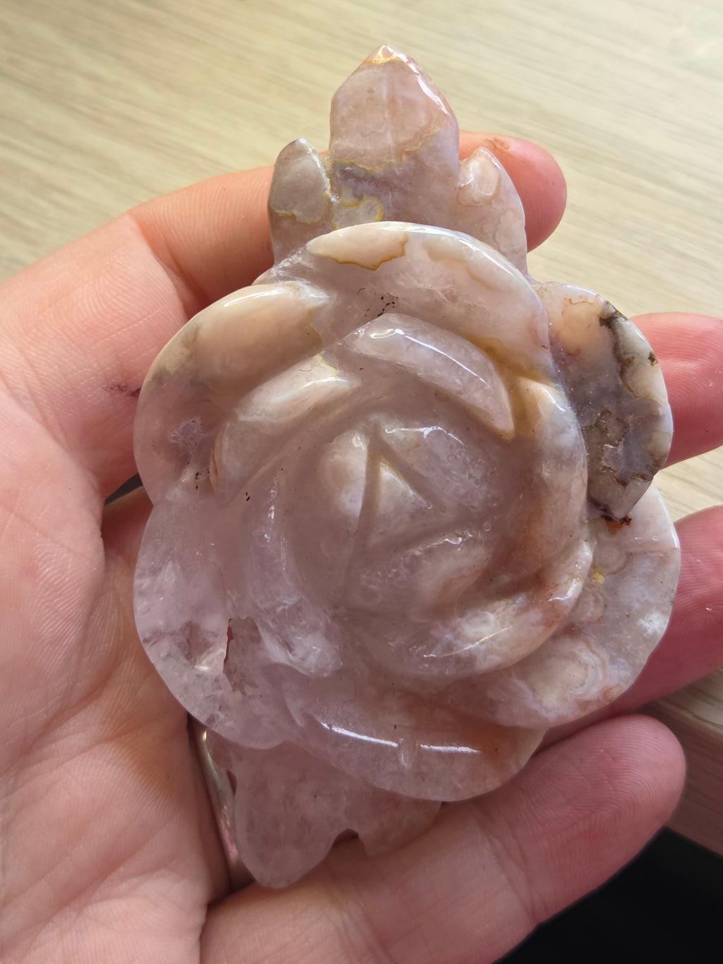 Stunning  Amethyst flower agate crystal rose with Stand