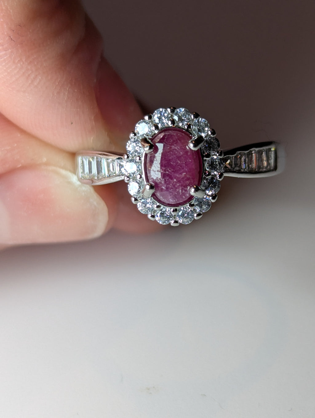 Natural Ruby Adjustable ring stainless steel