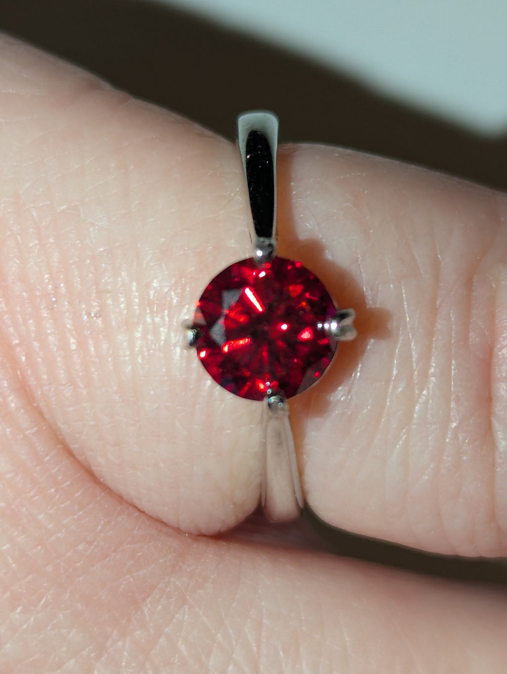 Red Moissanite diamond Adjustable ring