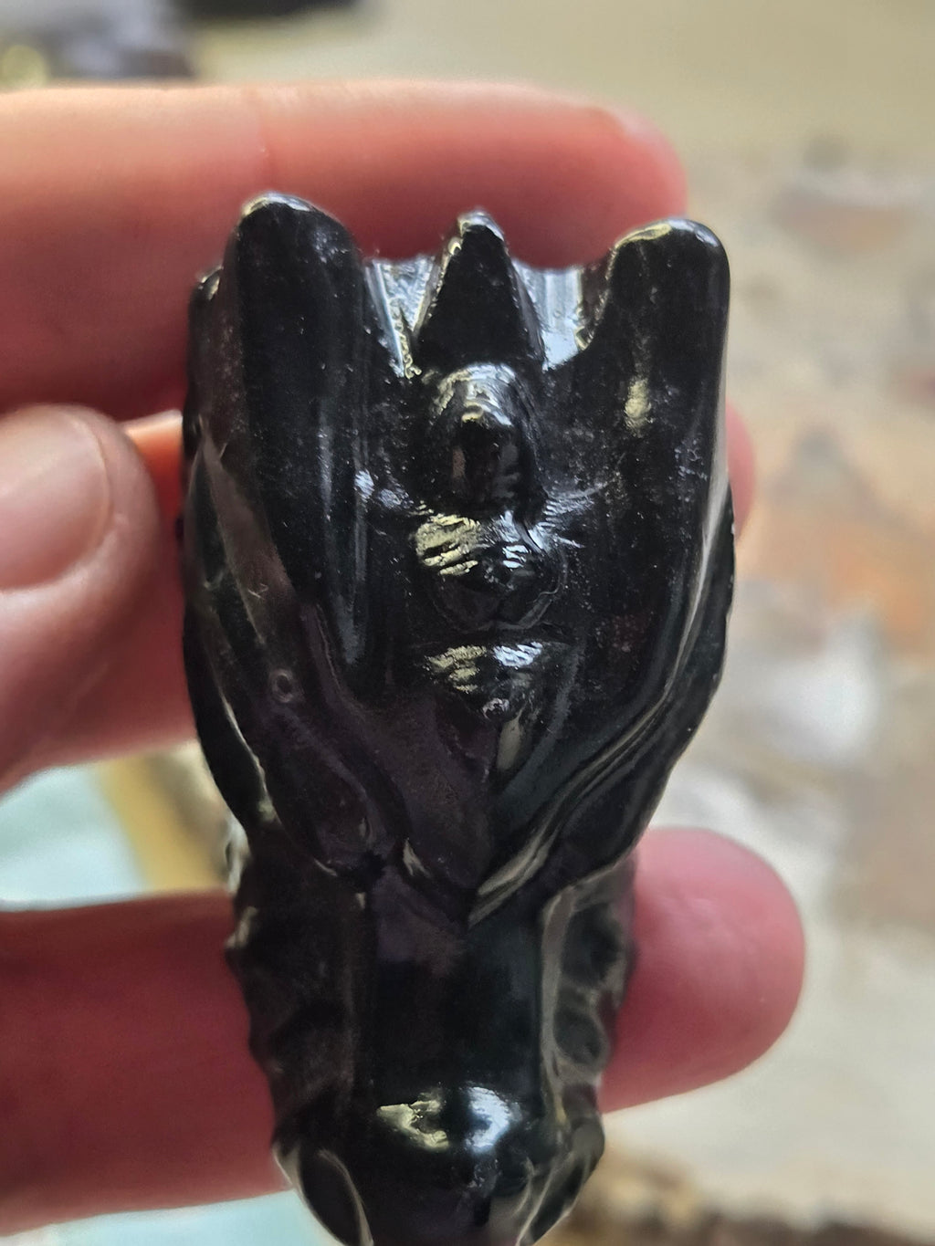 Black Jasper crystal dragon head carving