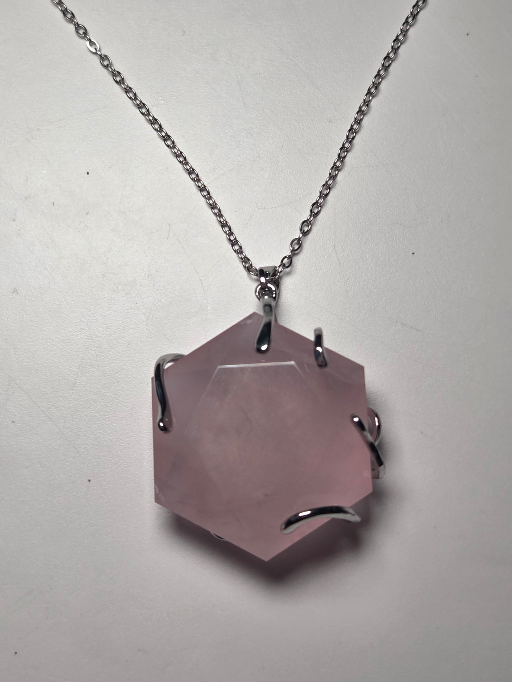 Rose quartz crystal handmade necklace s295