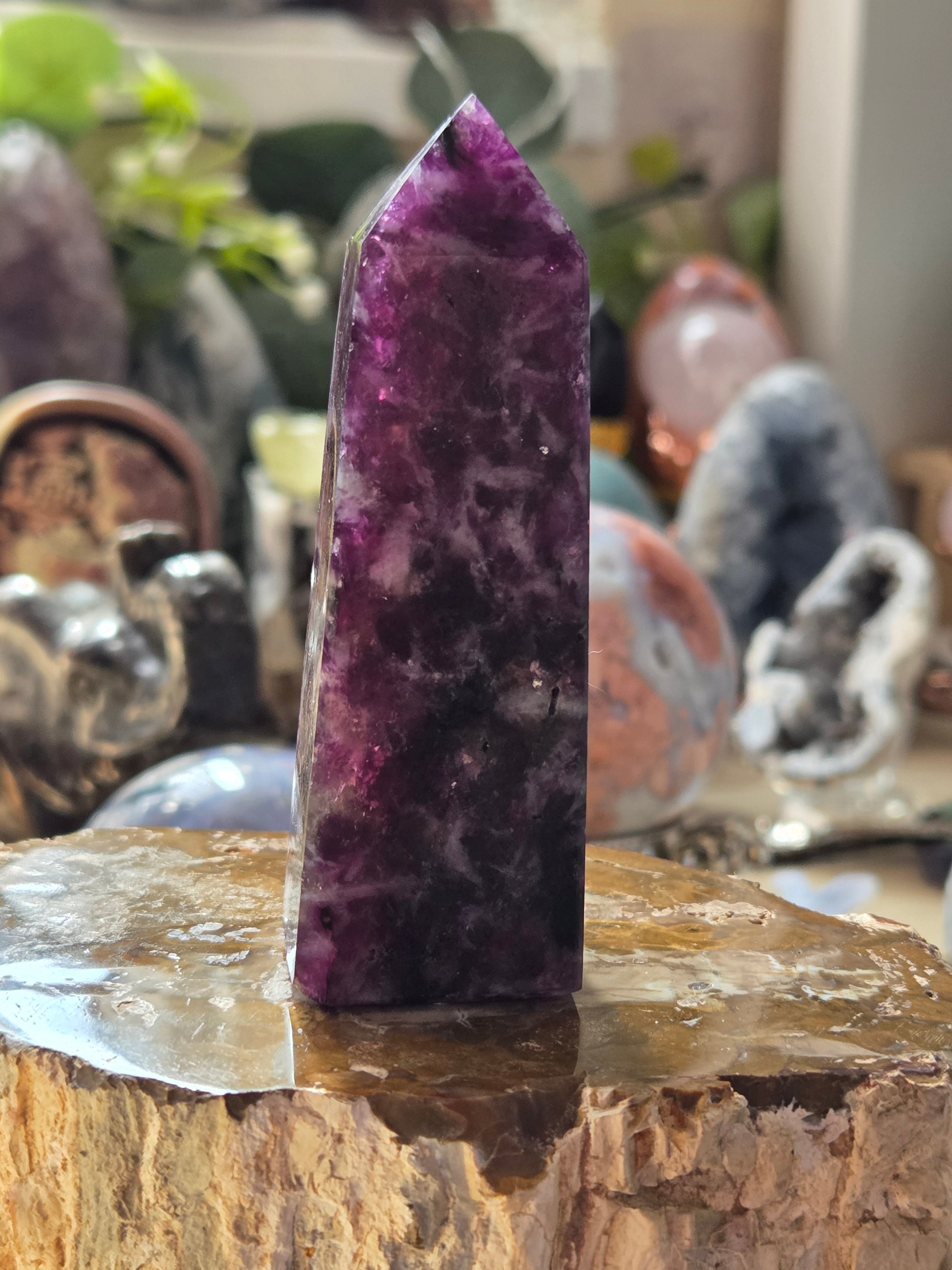 Purple mica crystal tower