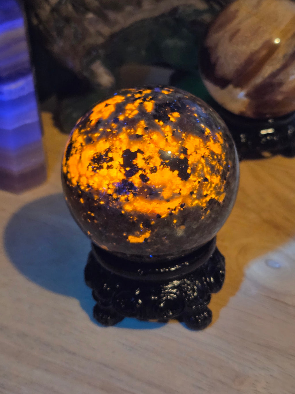 Yooperlite crystal sphere carving- sphere may vary as several available