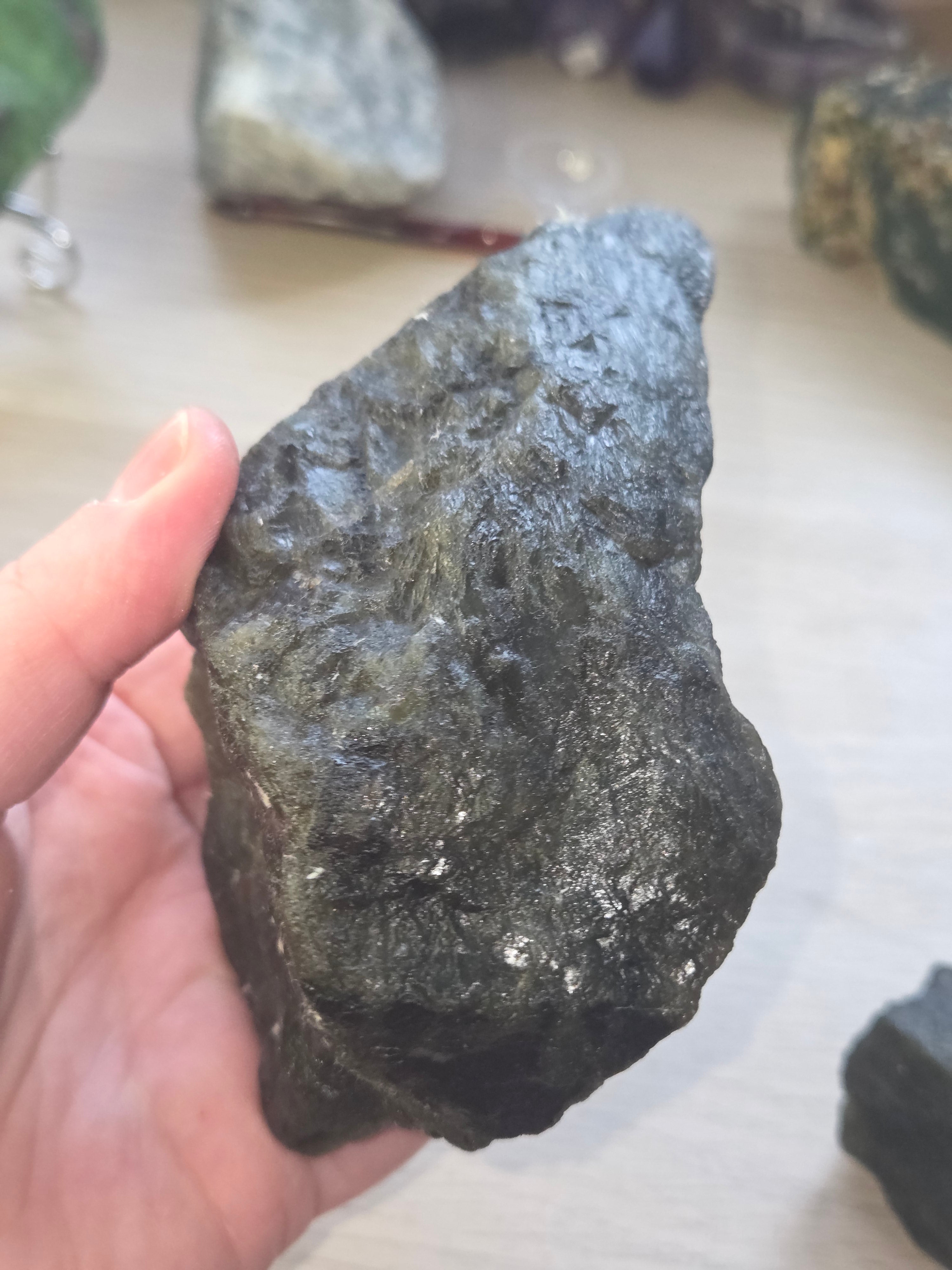 Large labidorite crystal raw crystal with Stand