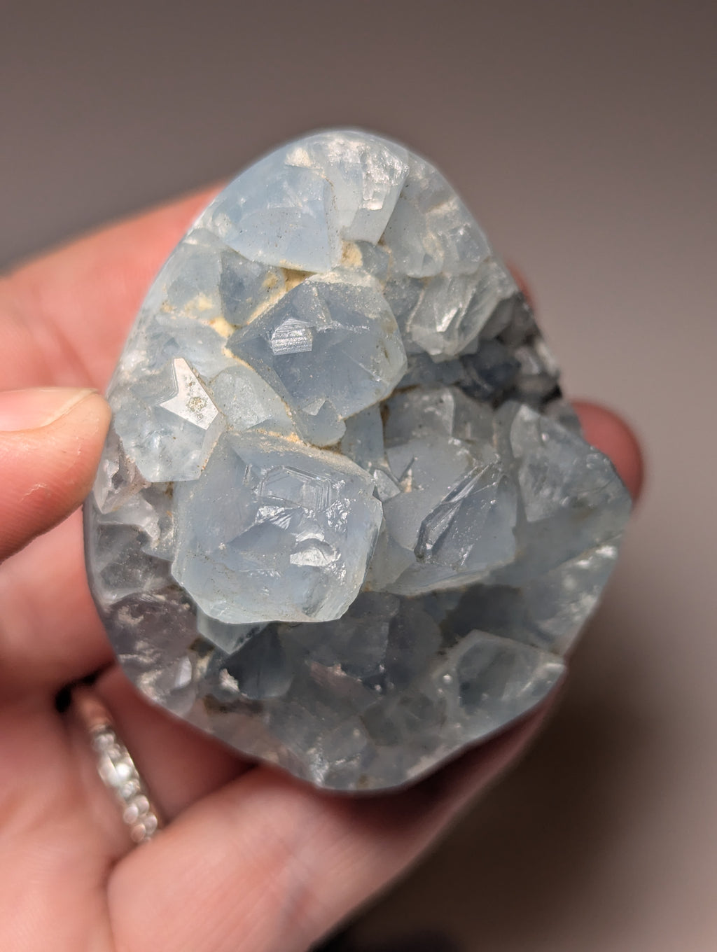 Blue calcite crystal Egg carving