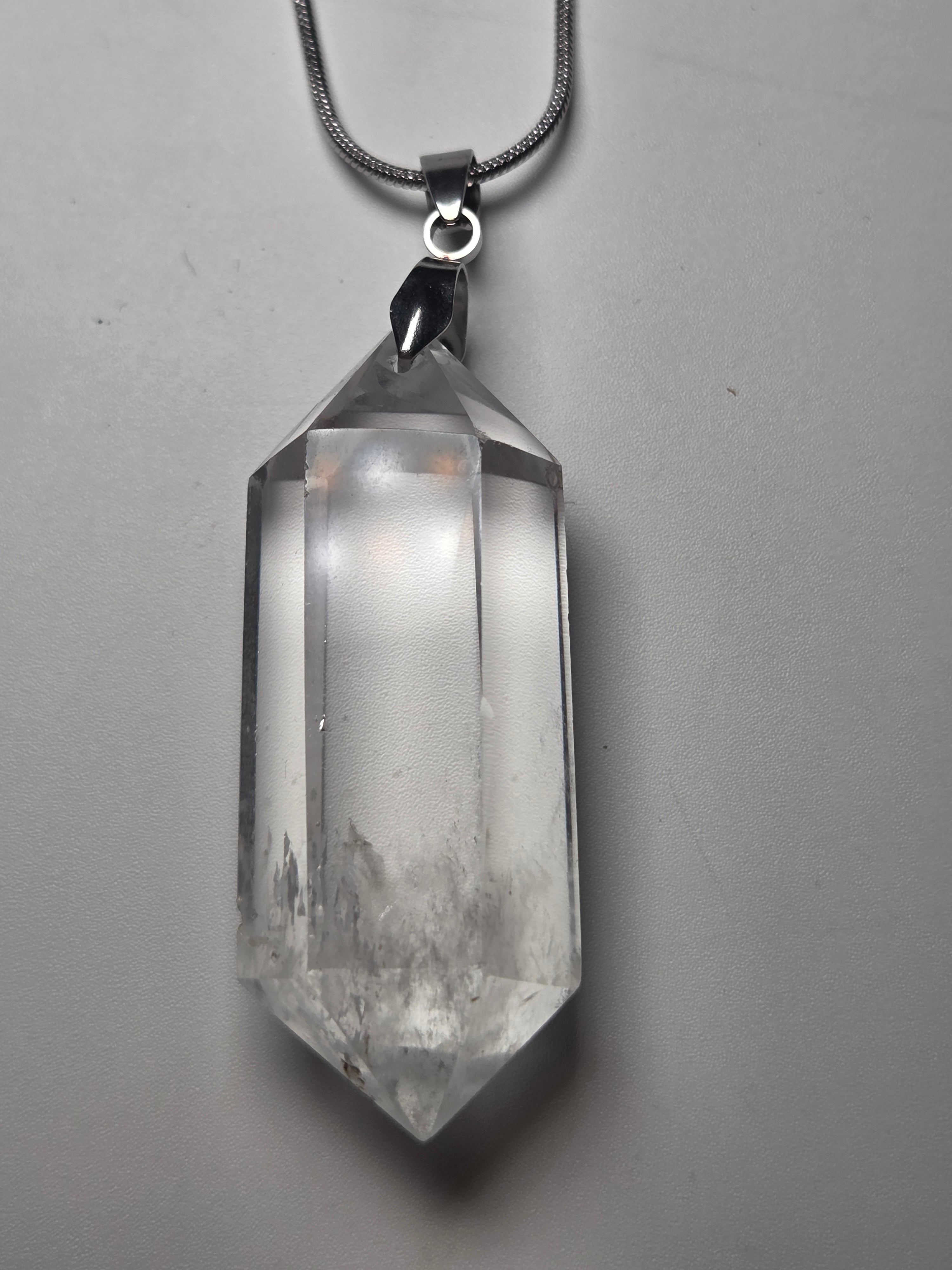 Grade AA Clear quartz crystal handmade necklace