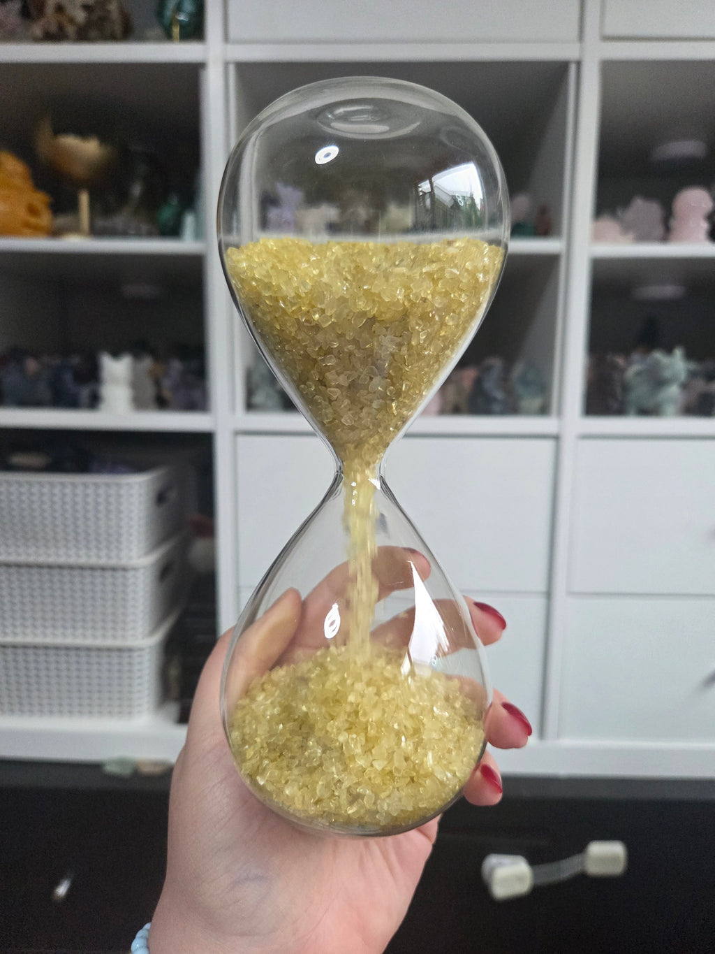 Citrine crystal hourglass carving