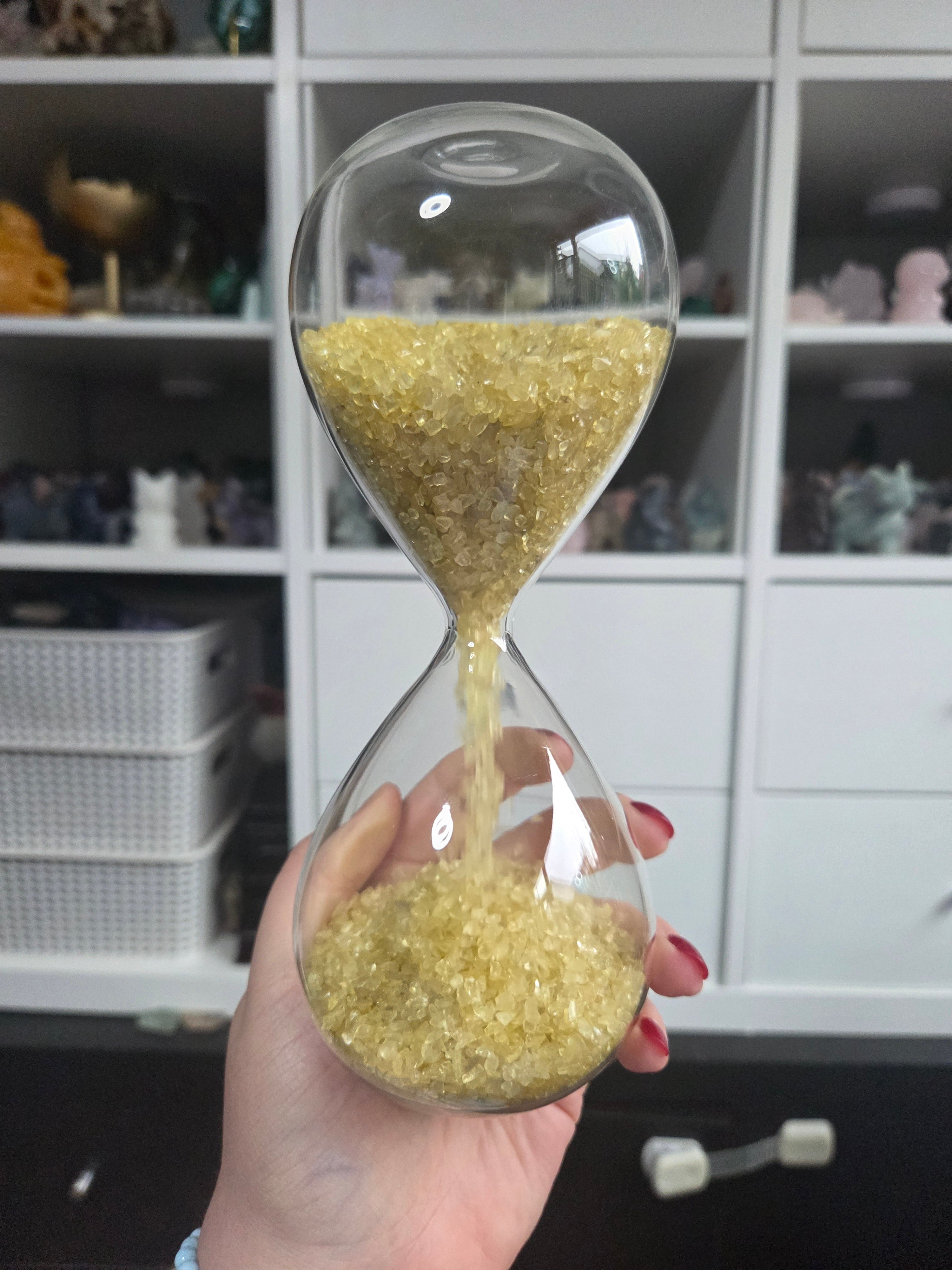 Citrine crystal hourglass carving