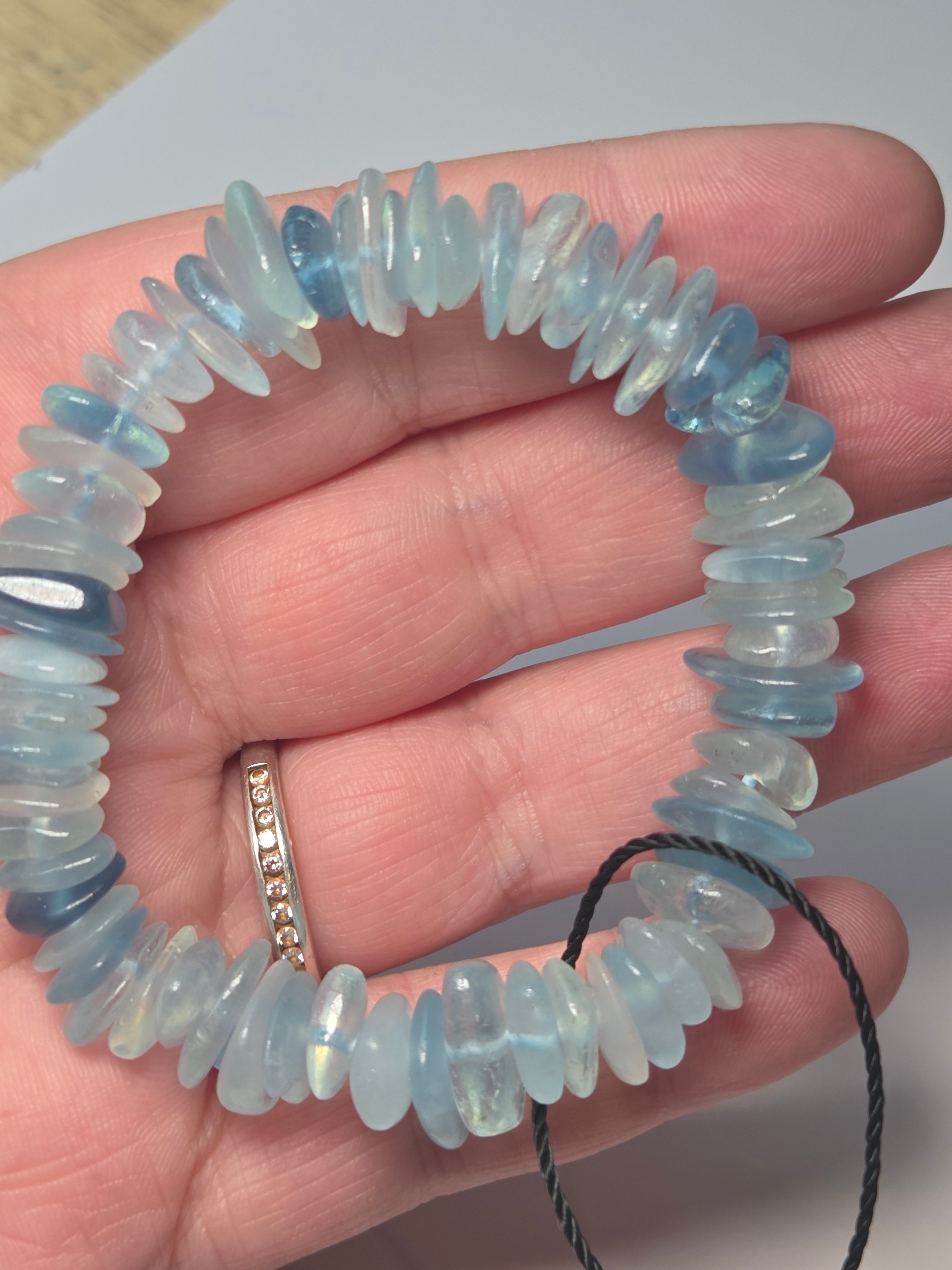 Natural  Aquamarine crystal chip bracelet