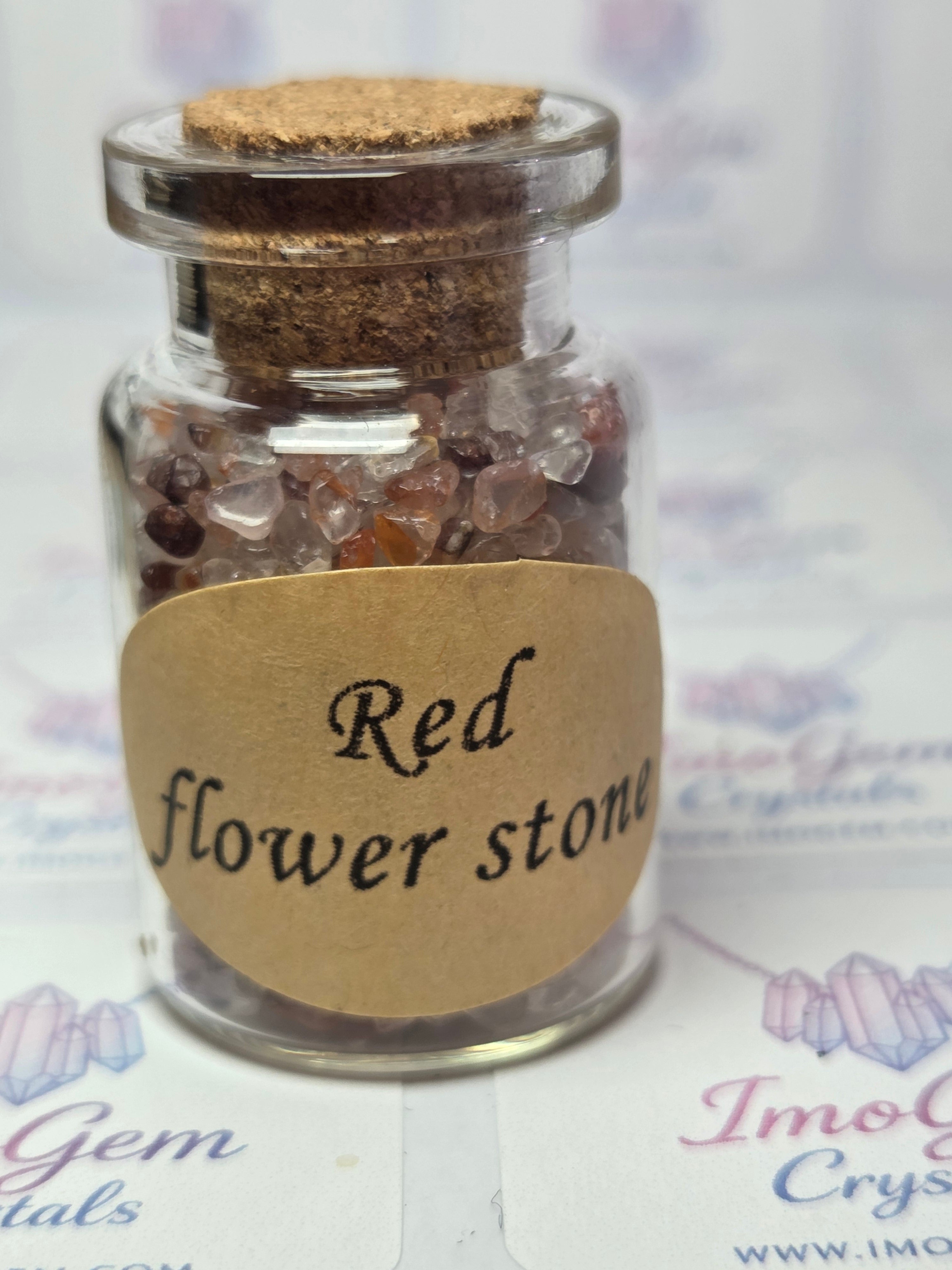 Crystal chips in glass jar