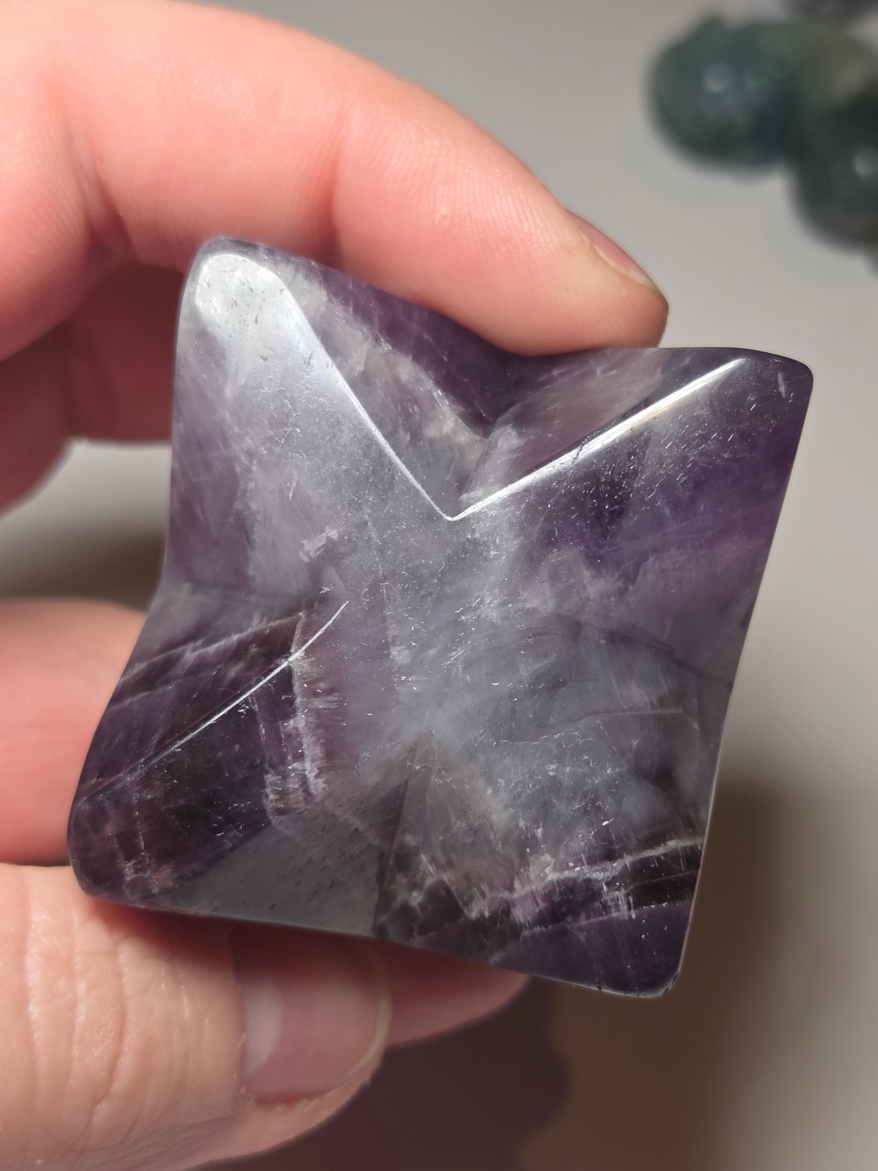 Dream Amethyst merkaba star carving