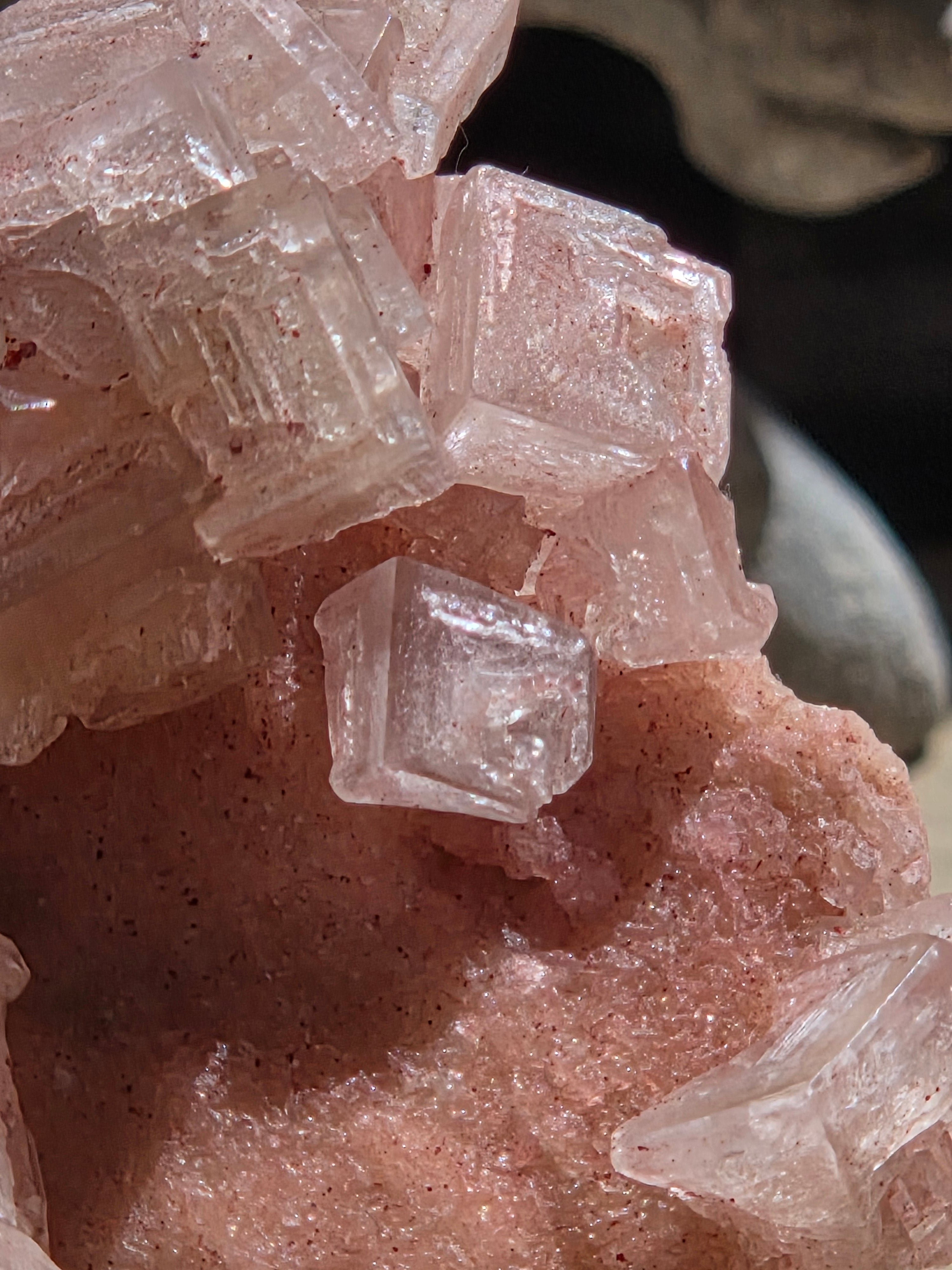 Pink Halite specimen with Stand