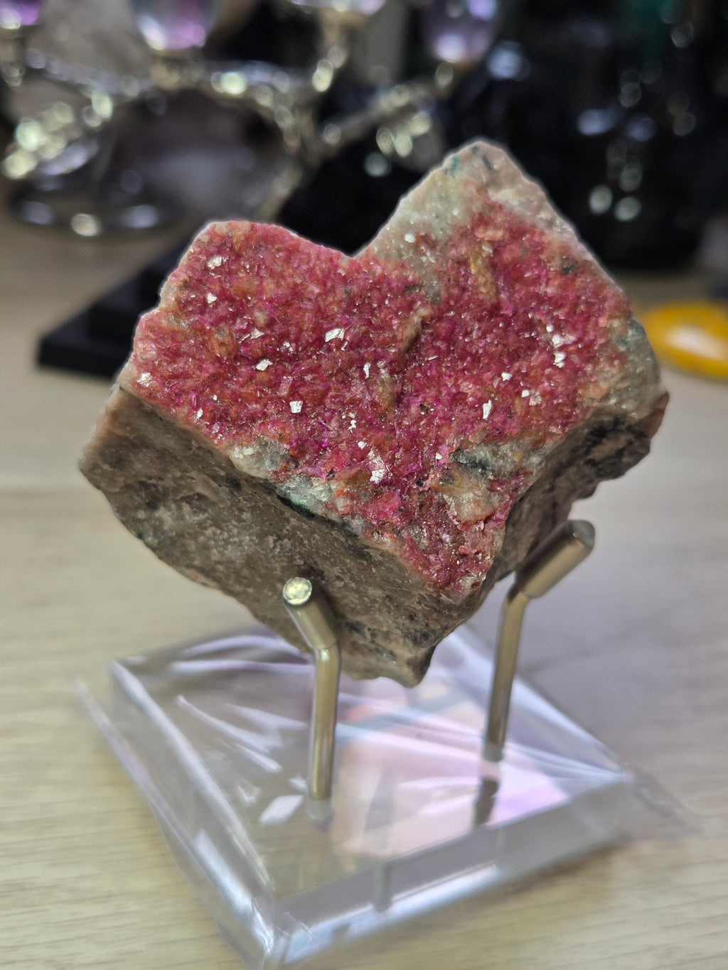 Cobaltoan Calcite specimen with Stand