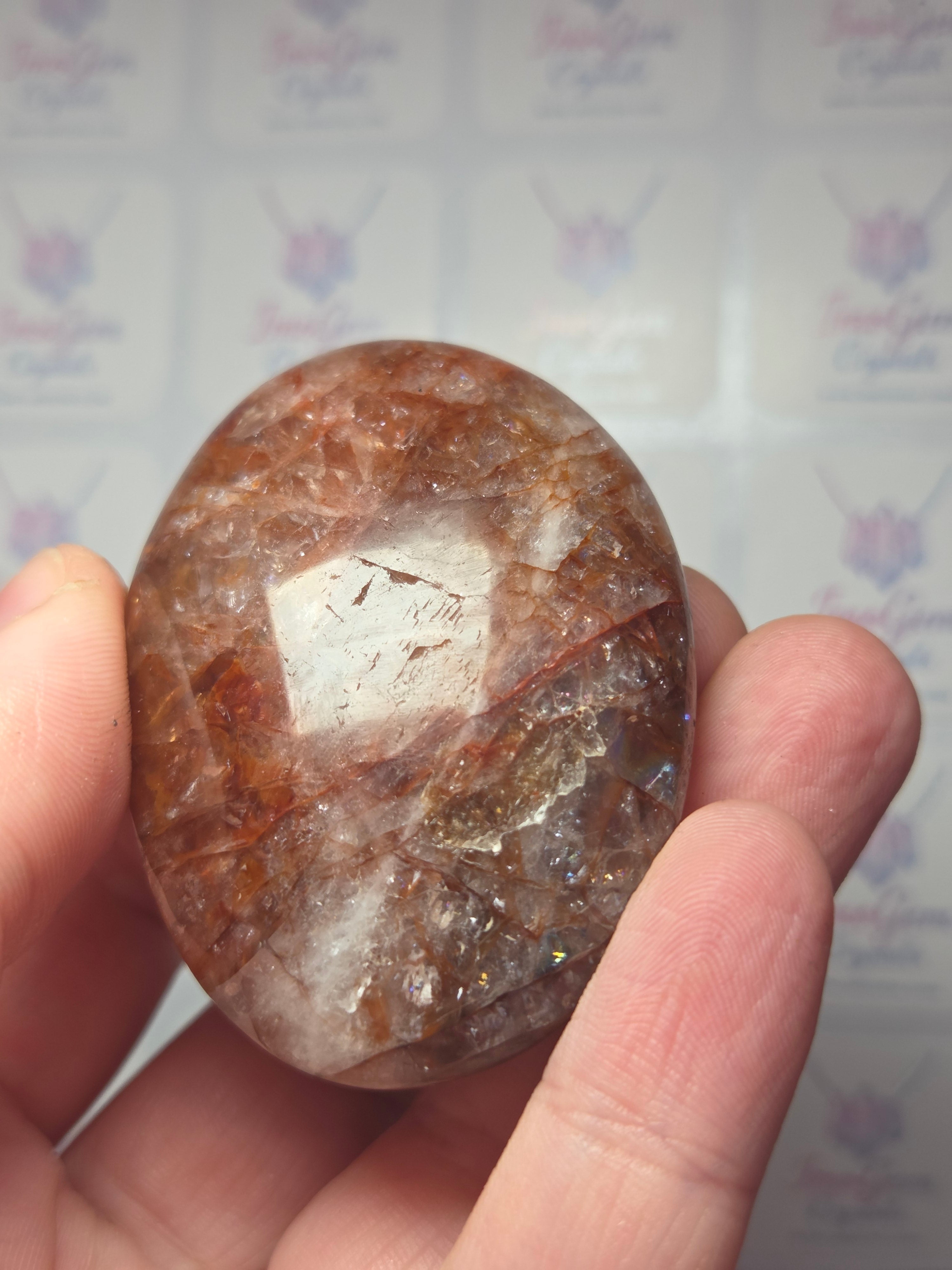 Fire quartz crystal palm stone