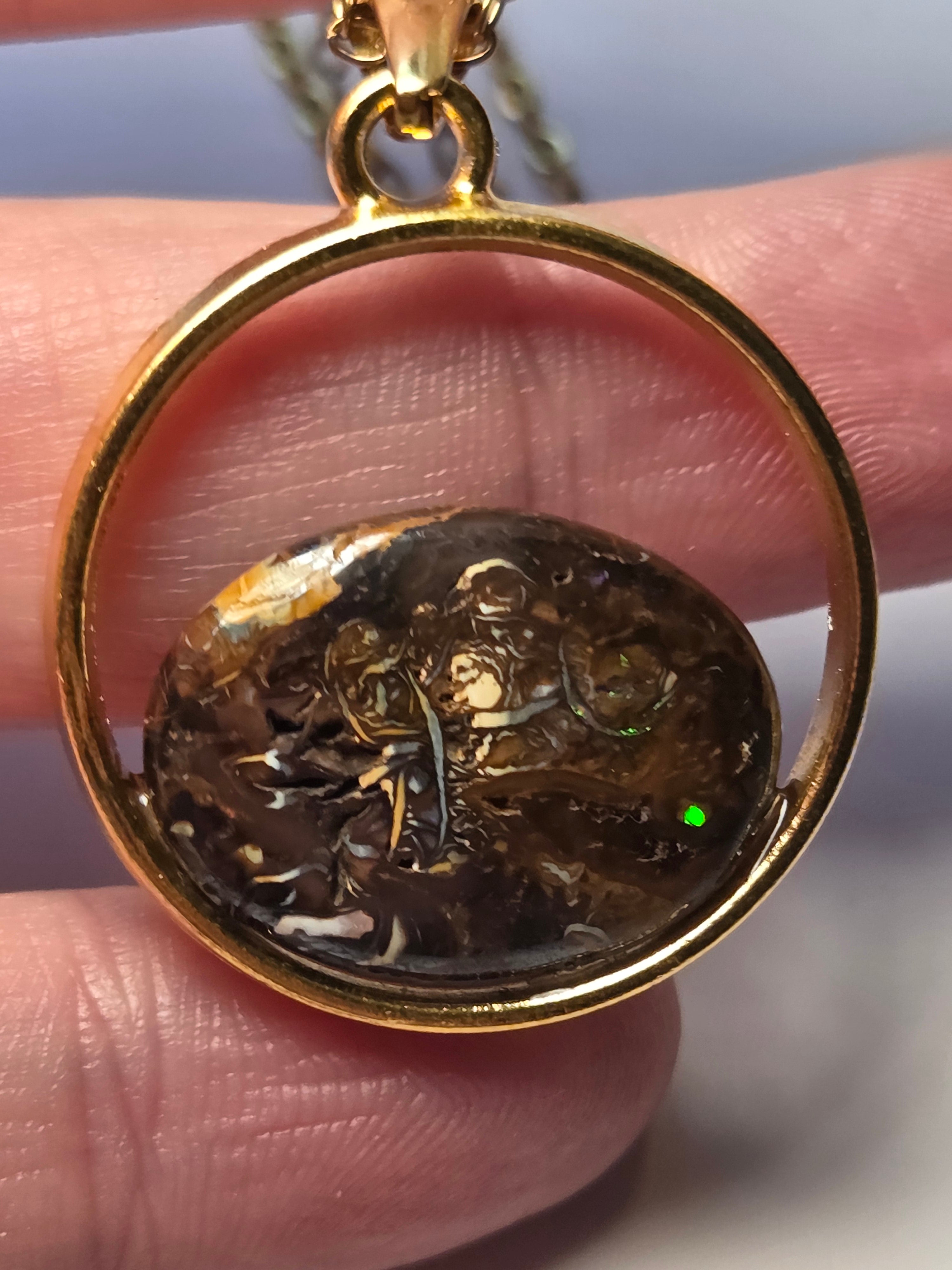 Australian bolder opal crystal necklace