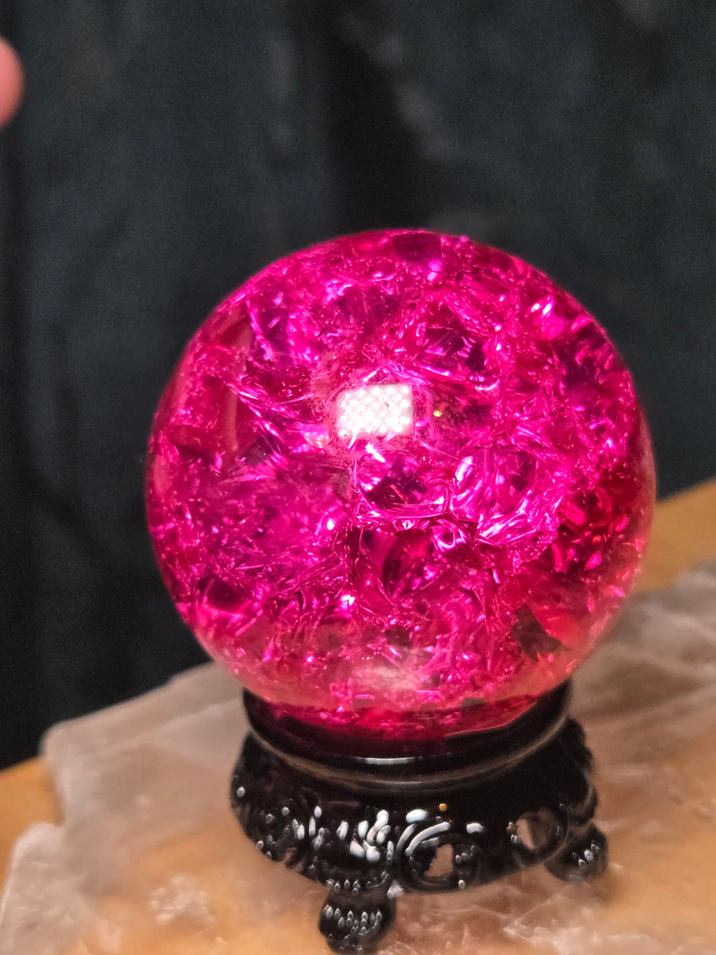 Pink Crackle Glass sphere