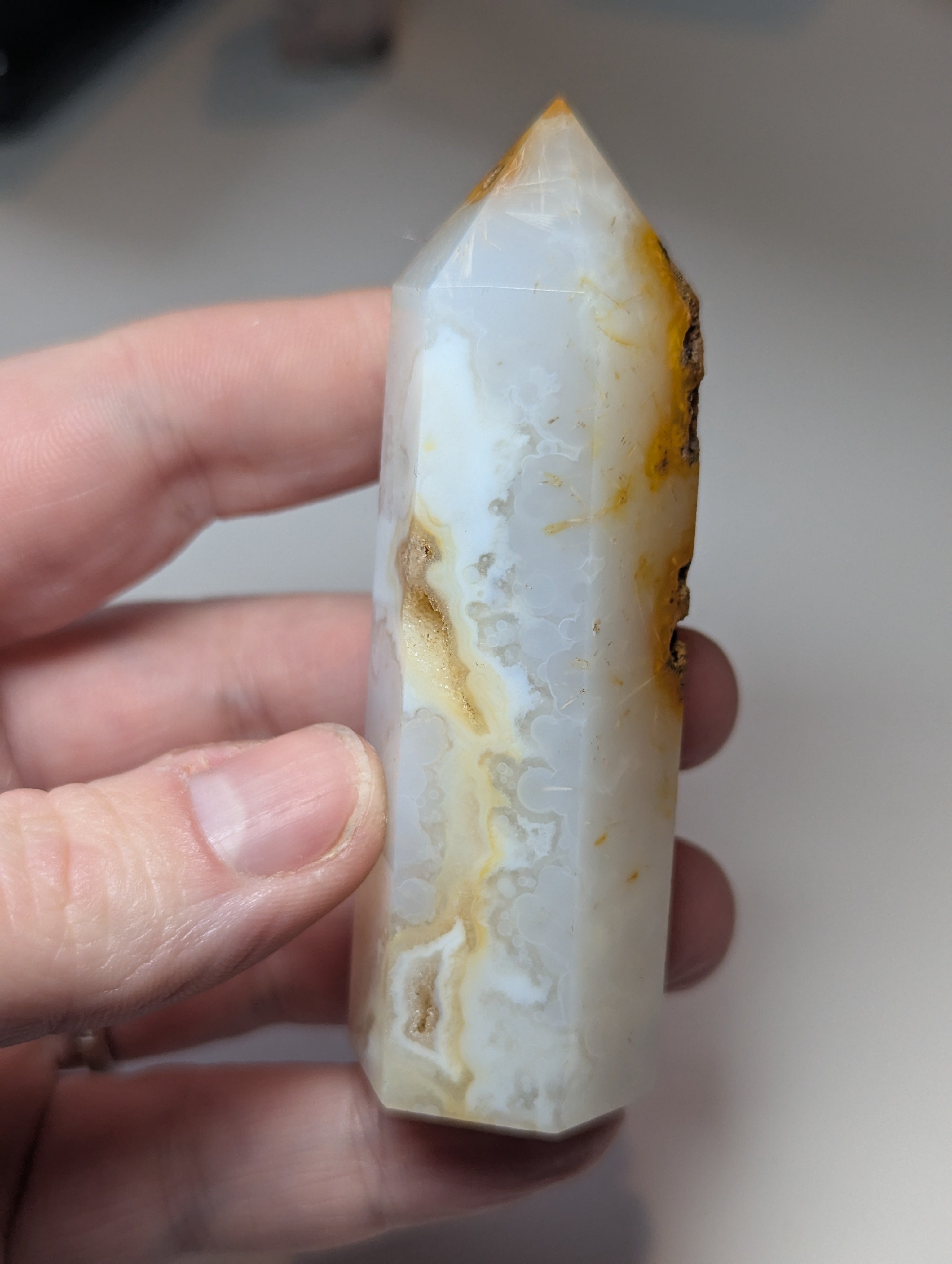Crystal Agate tower with imperfections