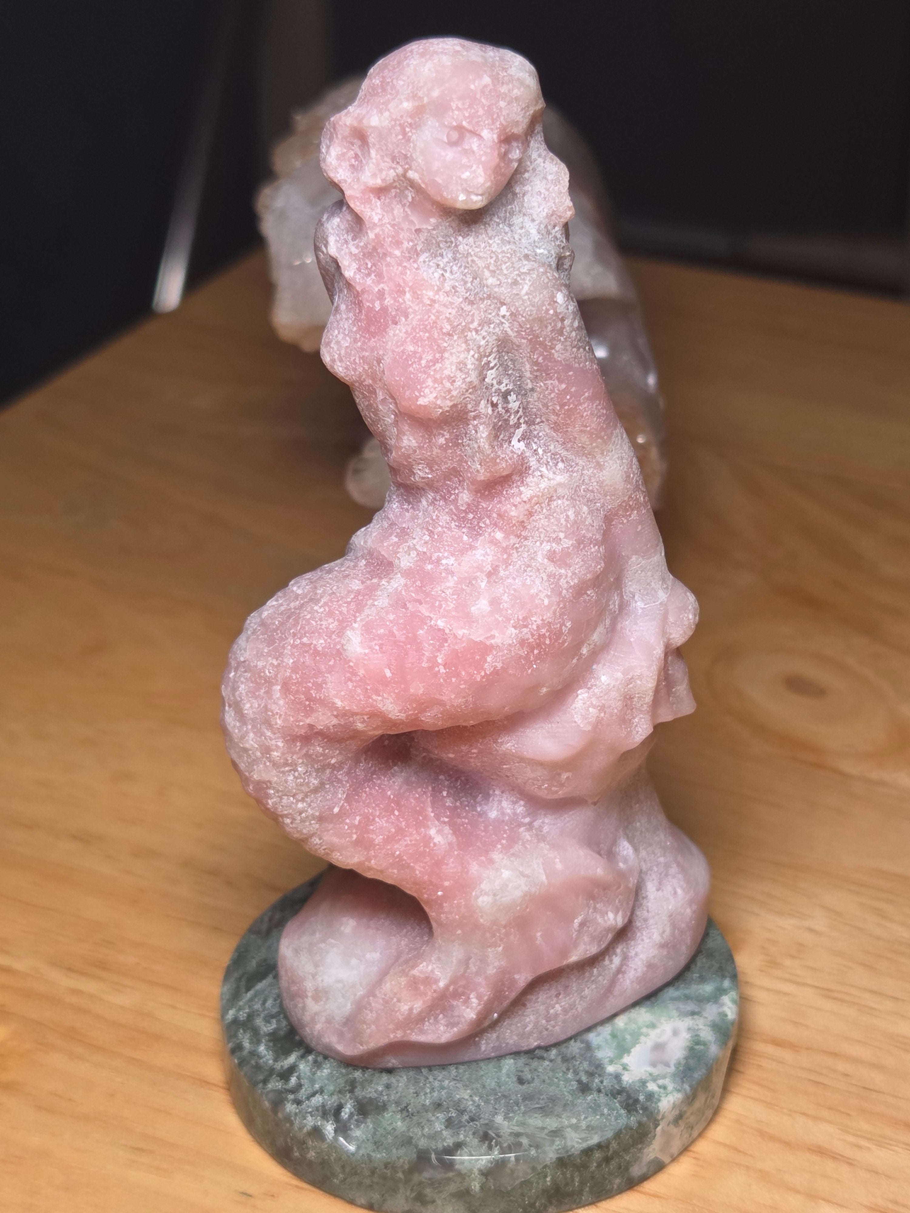 New pink opal crystal crystal mermaid carving
