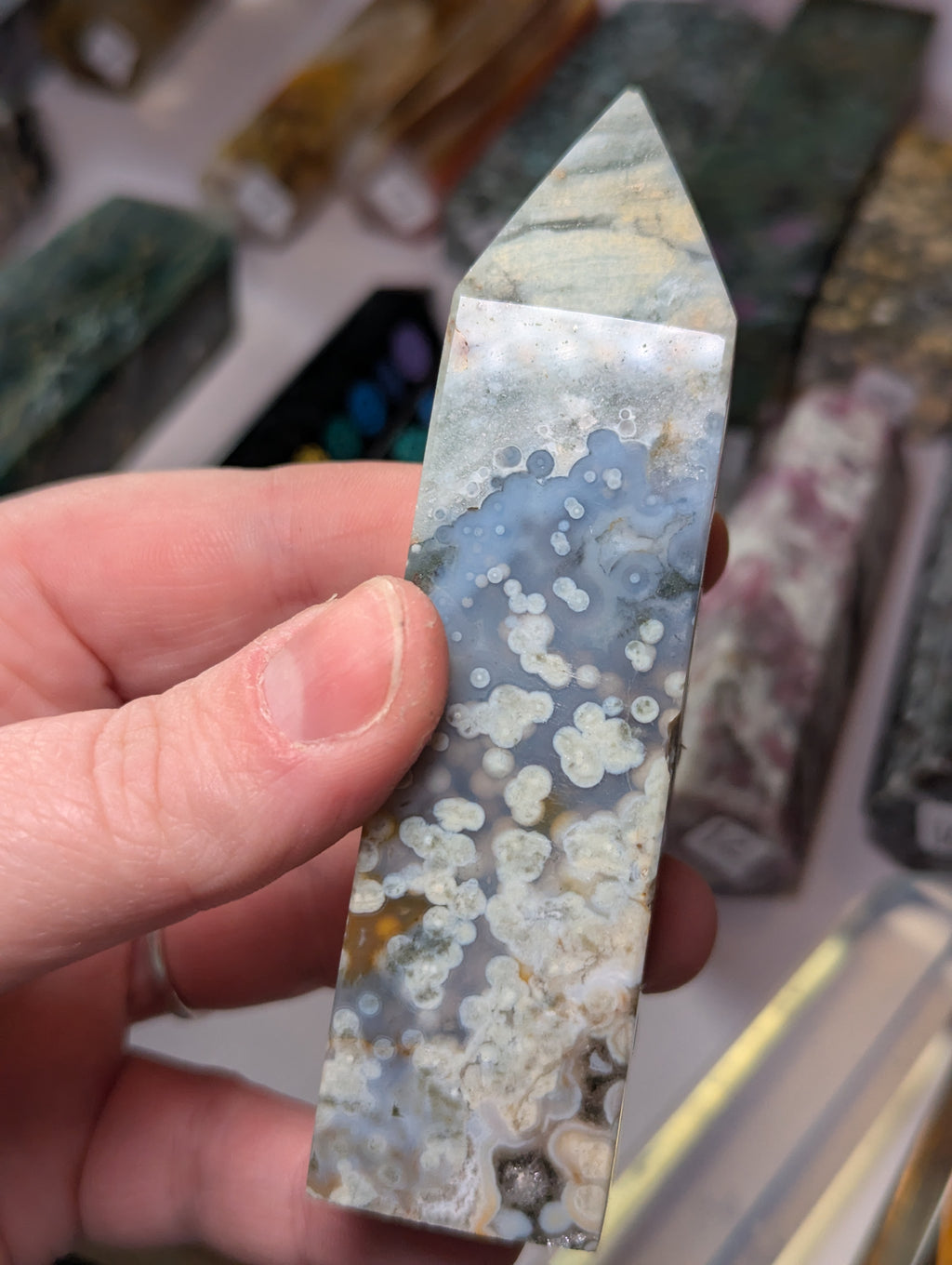 Blue ocean Jasper crystal tower