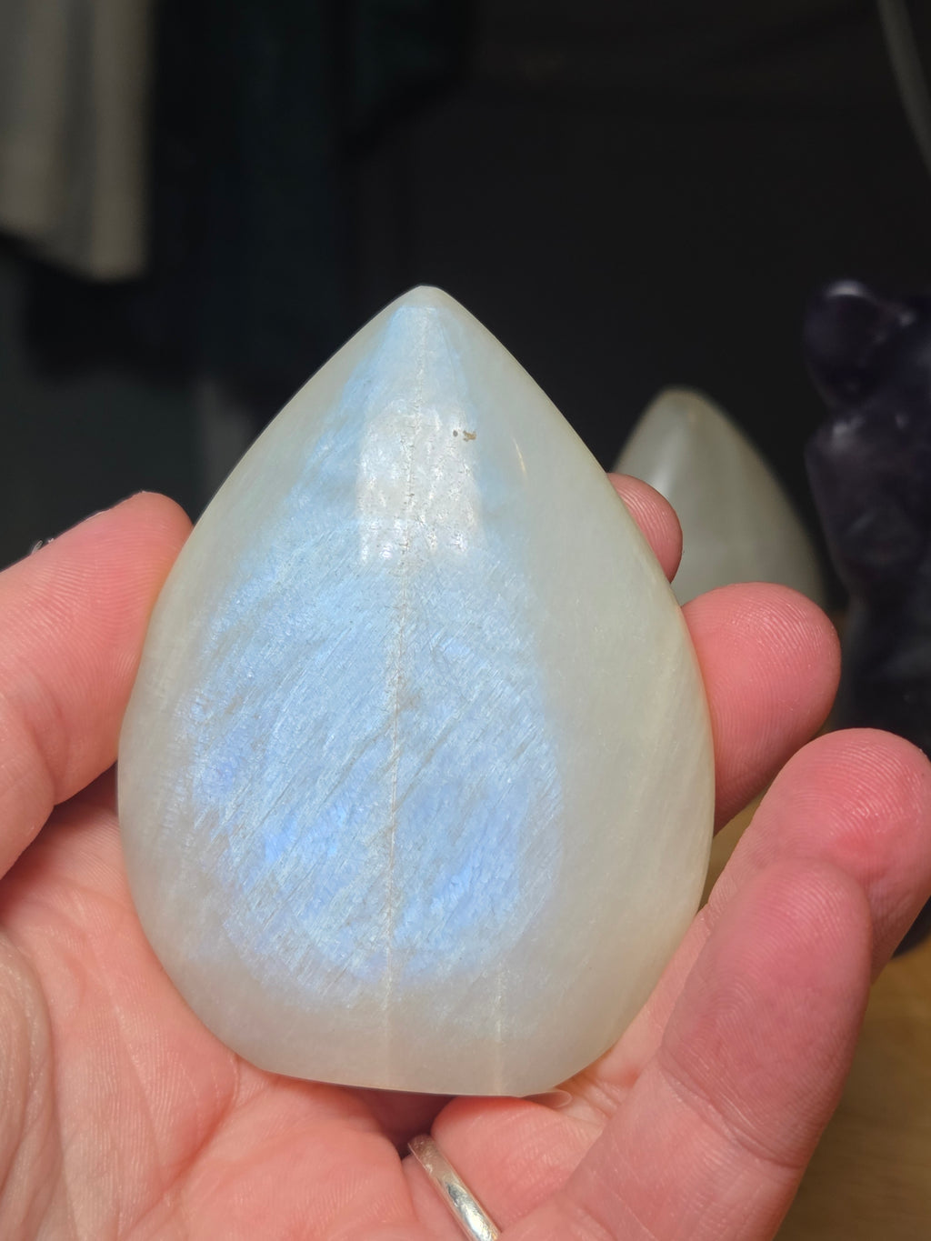 Rainbow moonstone crystal tear drop freeform