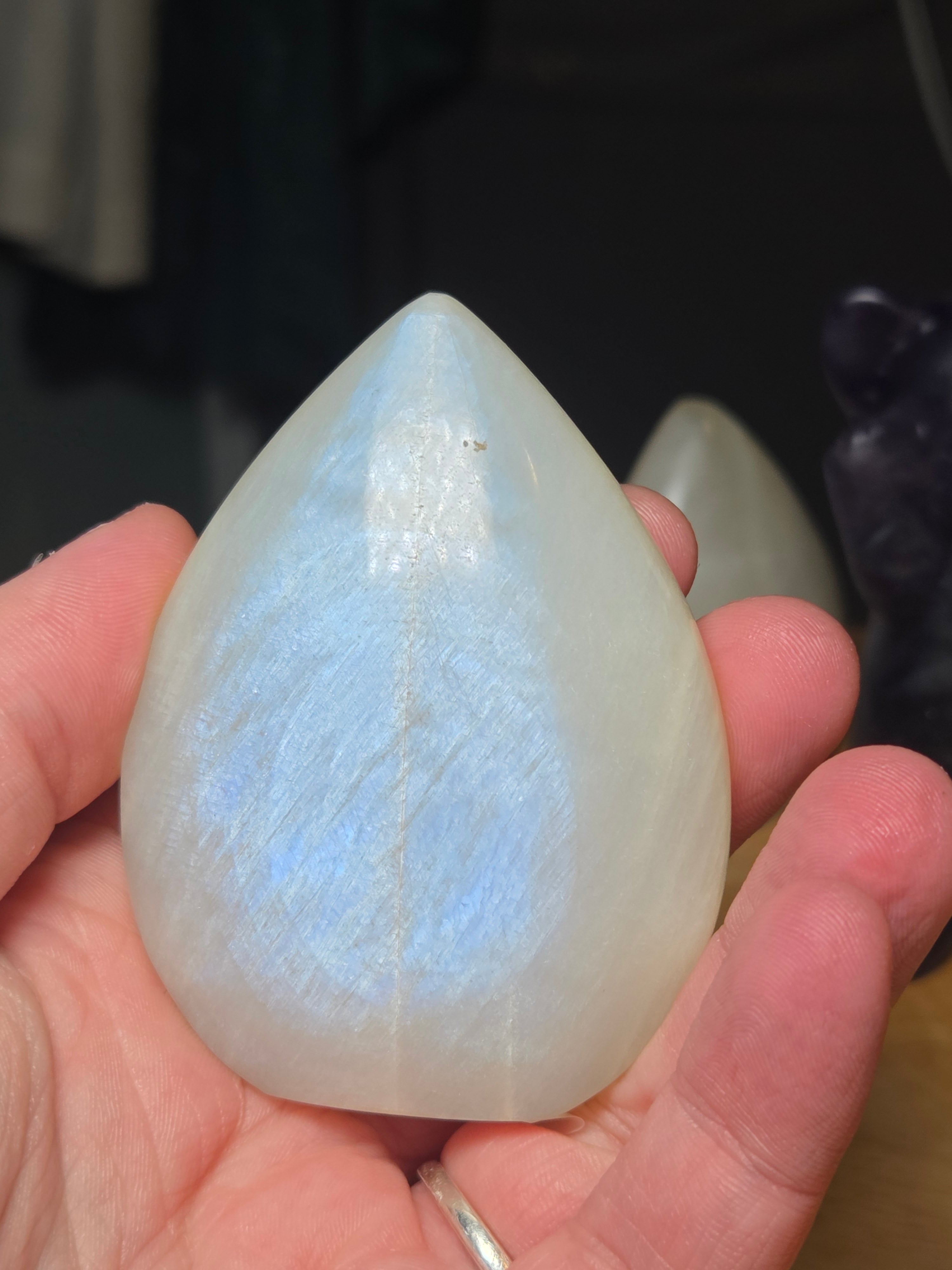 Rainbow moonstone crystal tear drop freeform