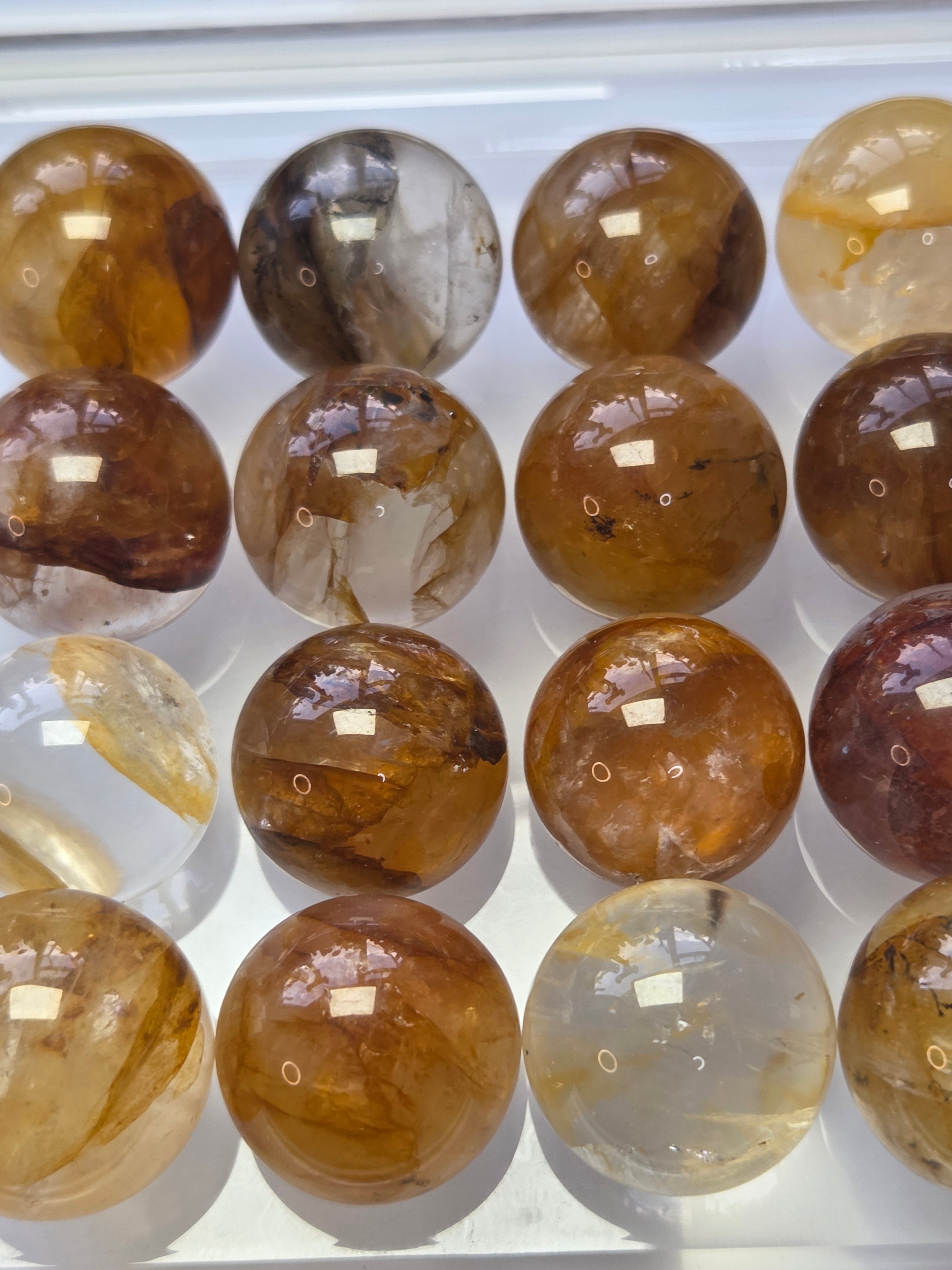 Golden healer and fire quartz crystal mini spheres