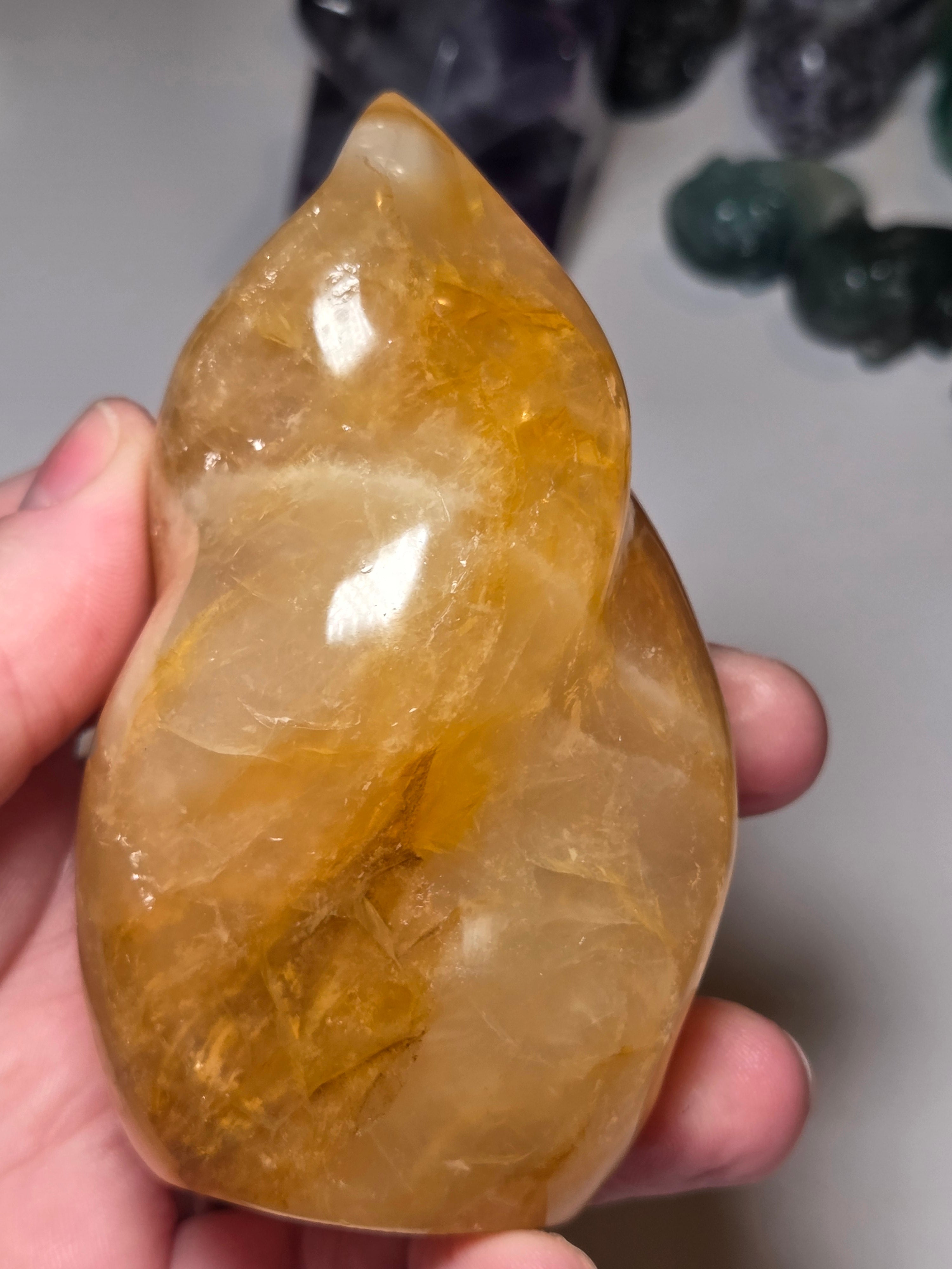 Golden healer crystal flame carving