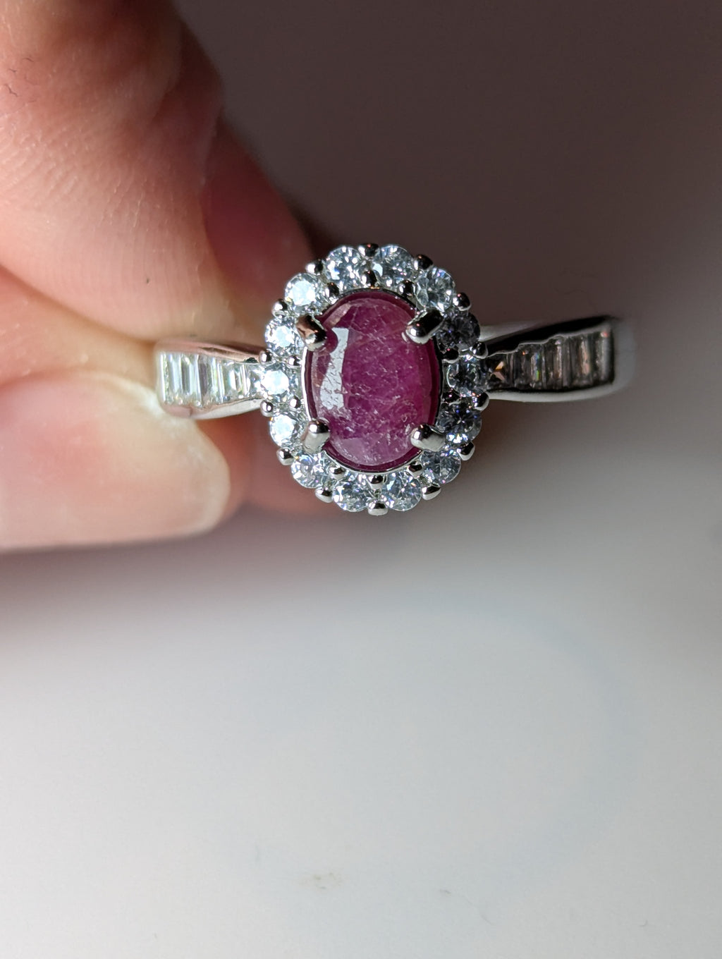 Natural Ruby Adjustable ring stainless steel