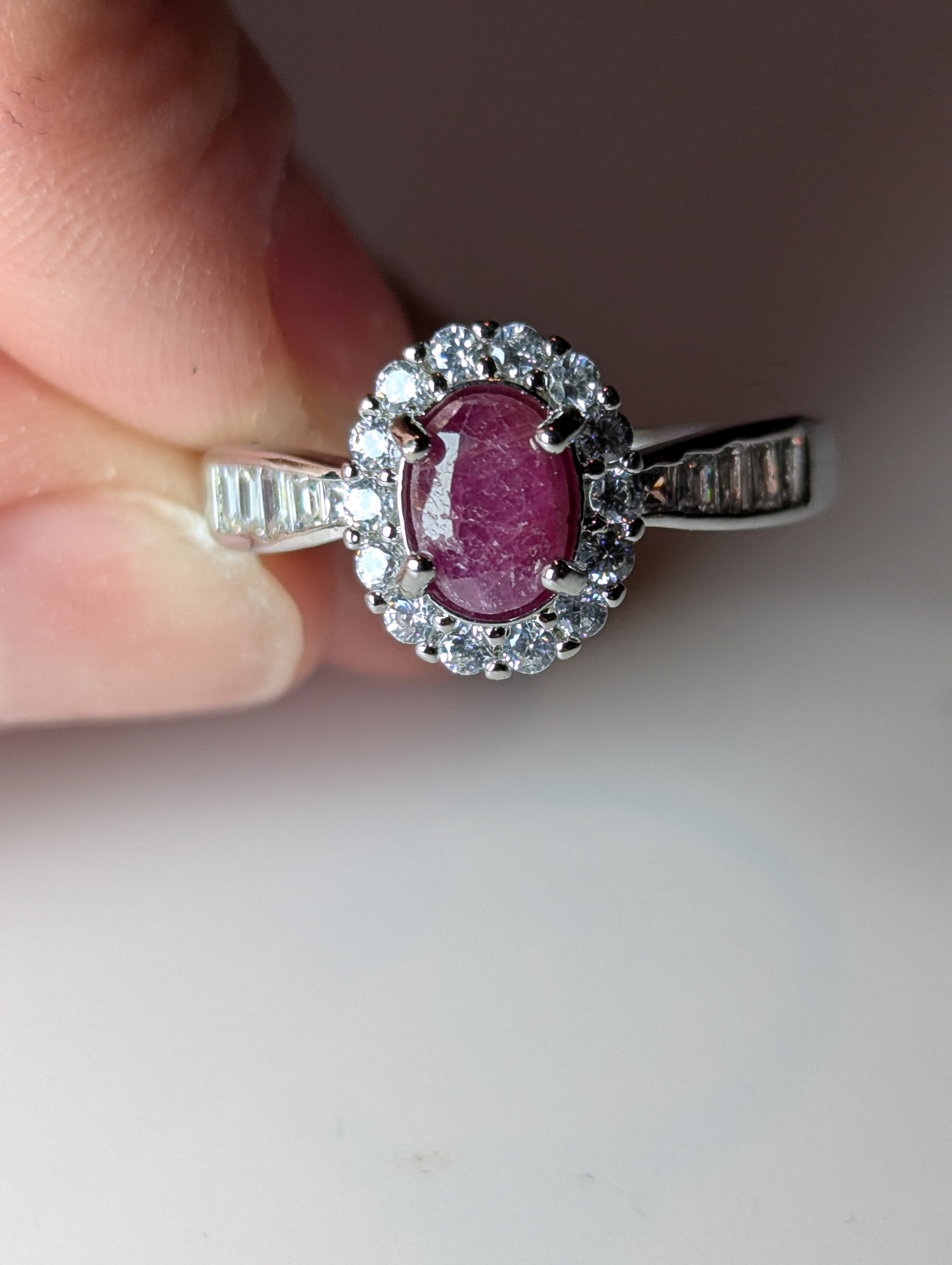 Natural Ruby Adjustable ring stainless steel