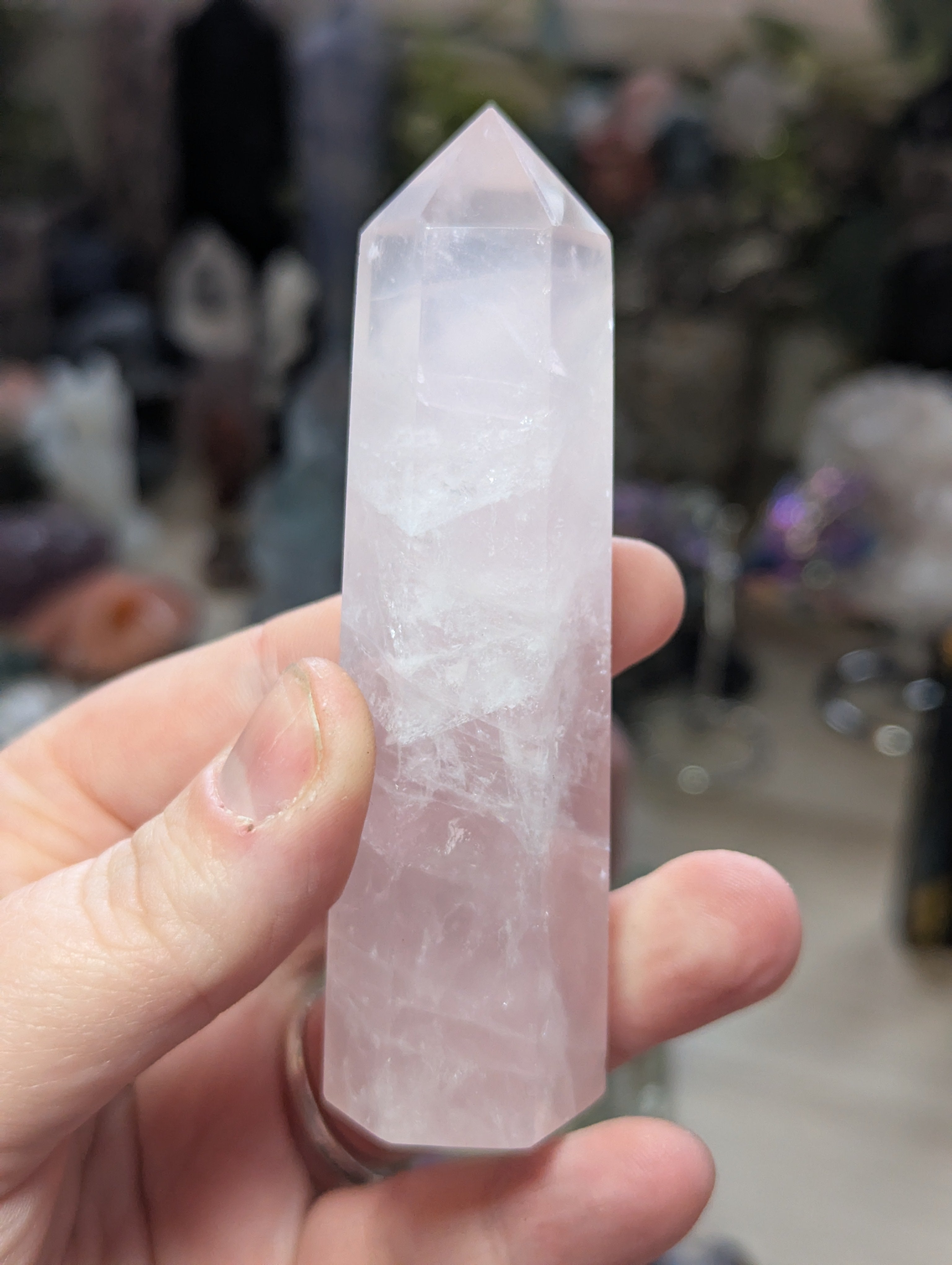 Rose quartz crystal tower