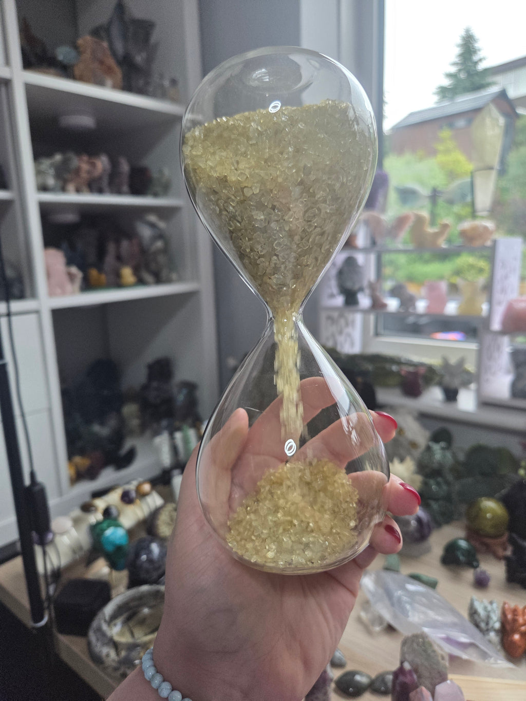 Citrine crystal hourglass carving
