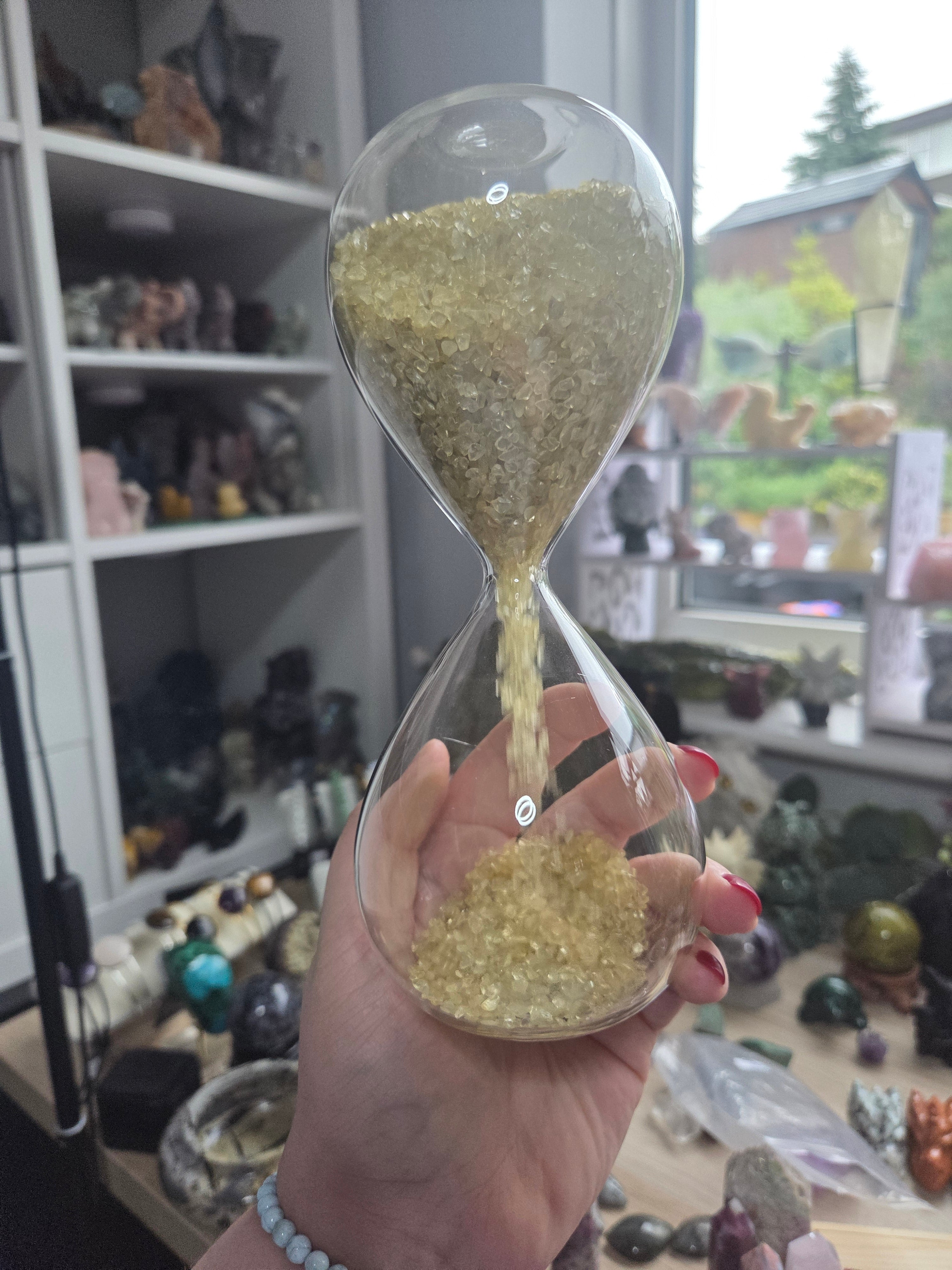 Citrine crystal hourglass carving